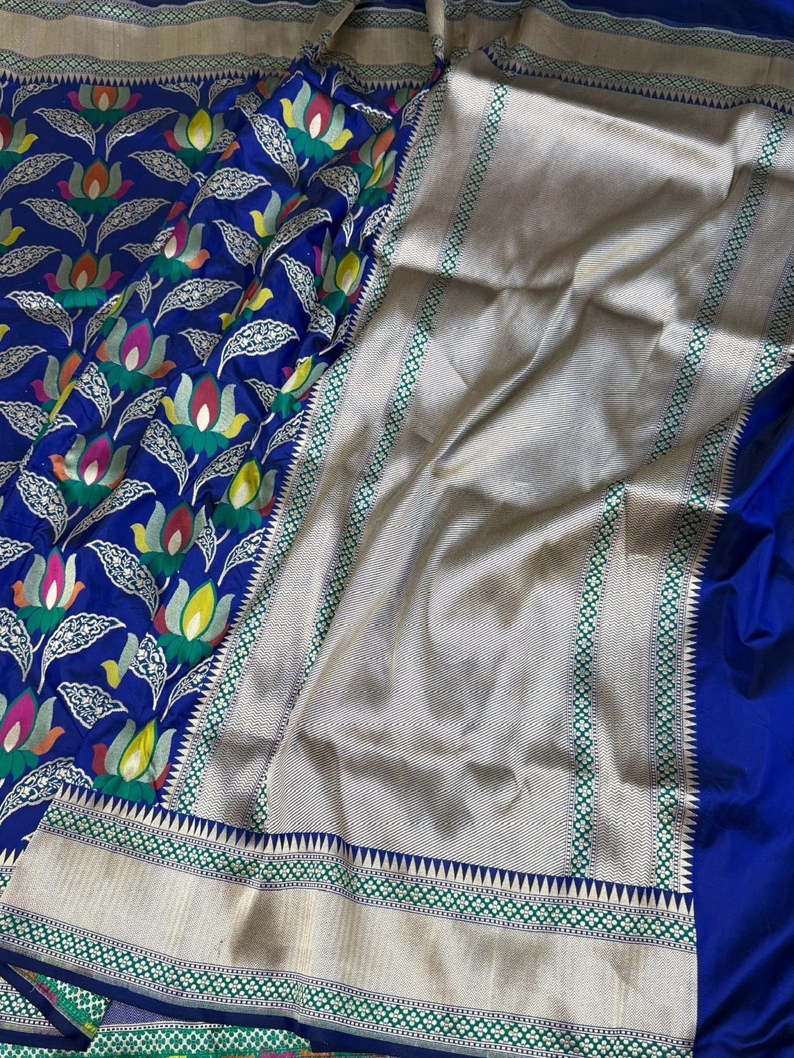 Royal Blue Banarasi Tilfi Minakari Pure Katan Silk Saree