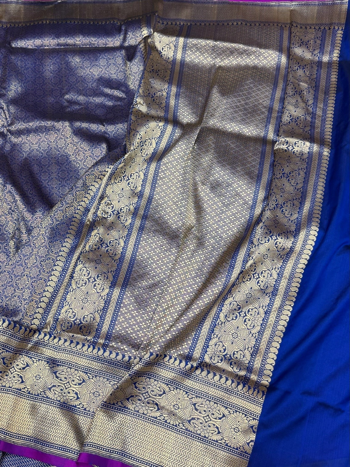 Royal Blue Pure Banarasi Silk Brocade Saree in Katan Mulberry Silk
