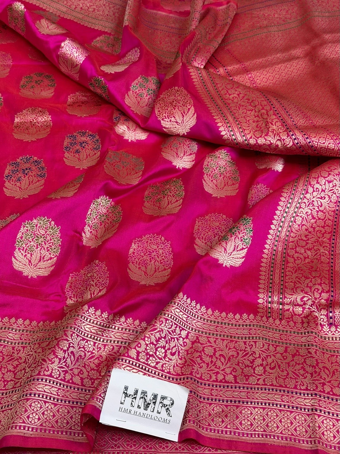 Rani Pink Handwoven Pure Banarasi Silk Saree