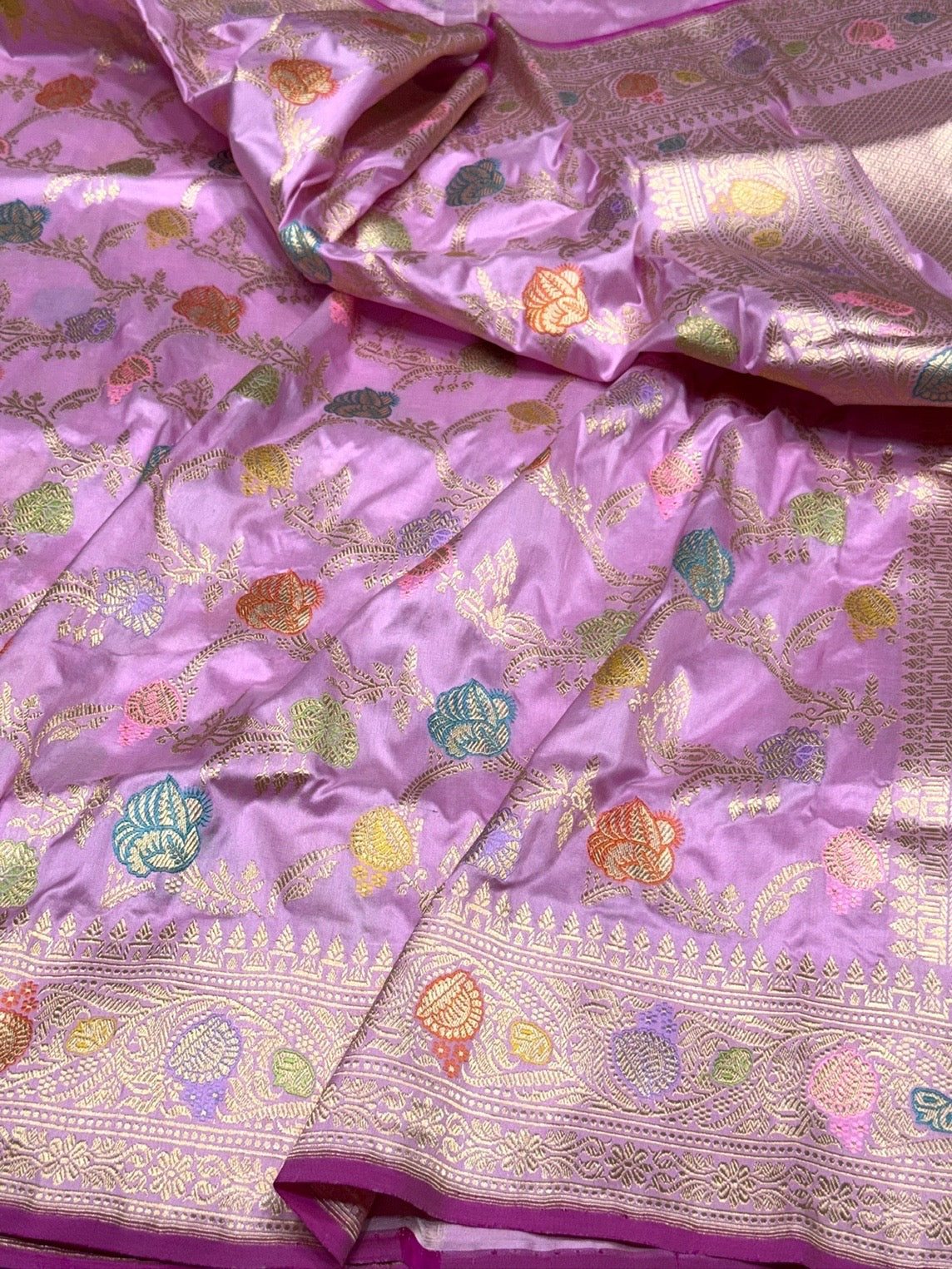 Pastel Pink Handwoven Pure Banarasi Silk Saree