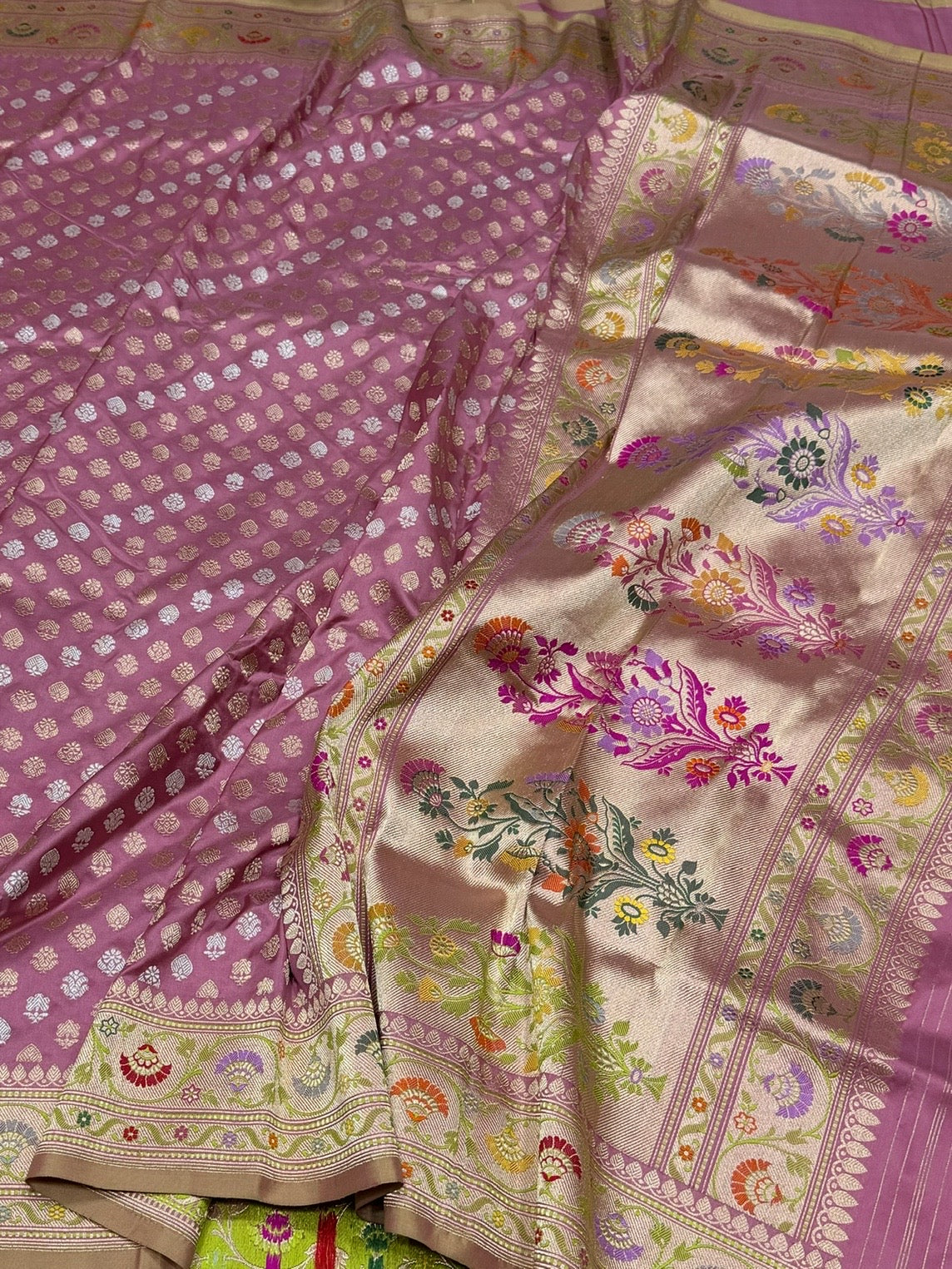 Gajiri Pink Handwoven Pure Banarasi Silk Saree – Kadwa Weave in 100% Katan Mulberry Silk