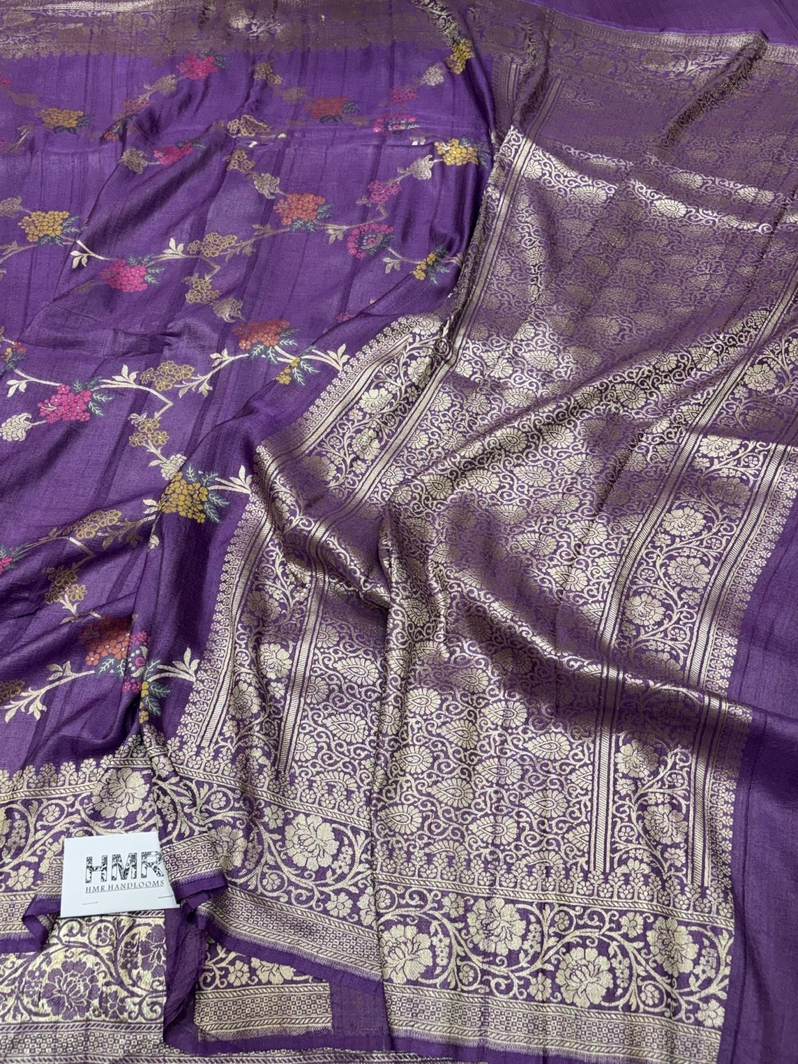 Purple Banarasi Pure Tussar Georgette Saree