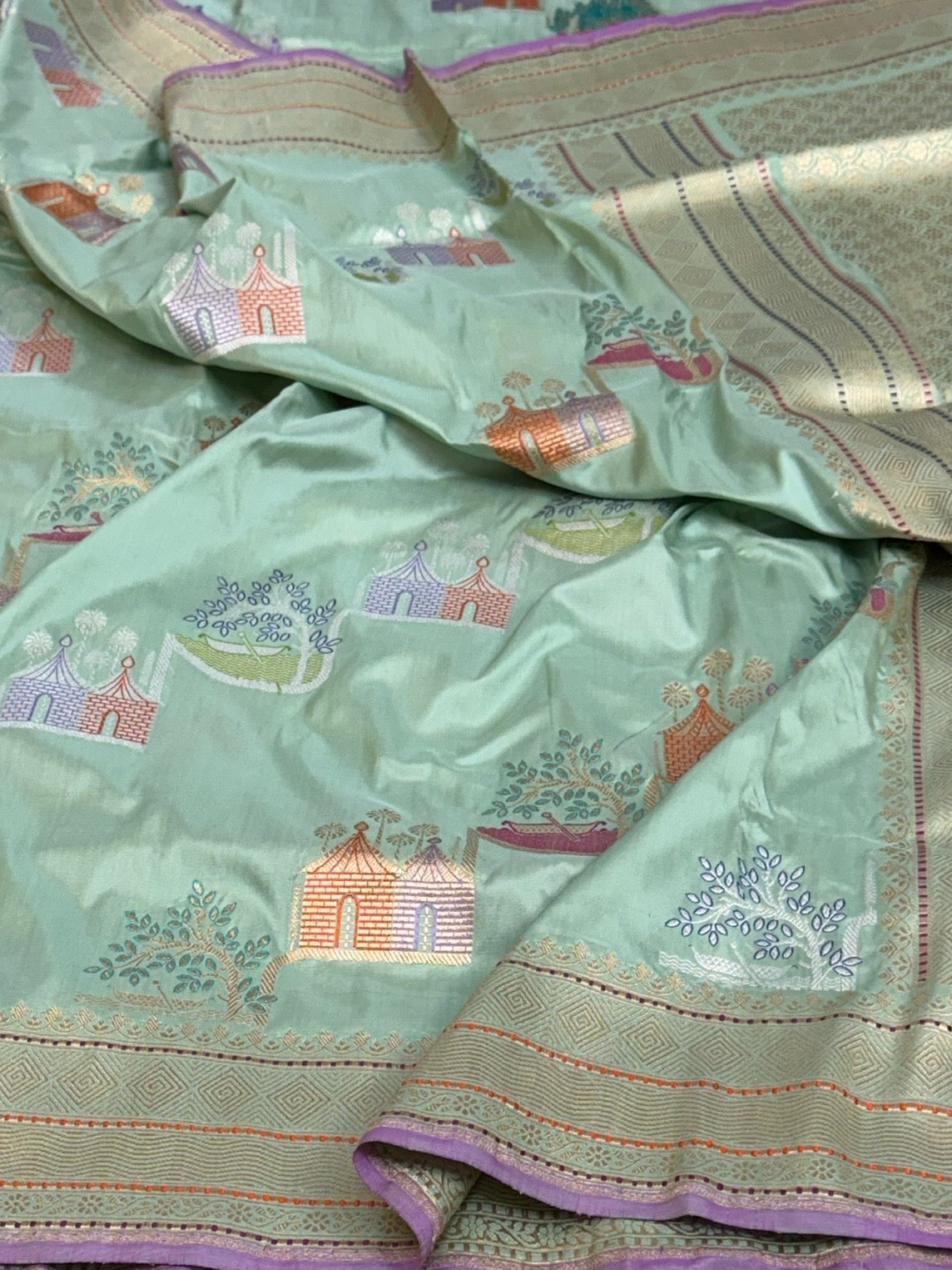 Pista Handwoven Pure Banarasi Silk Saree