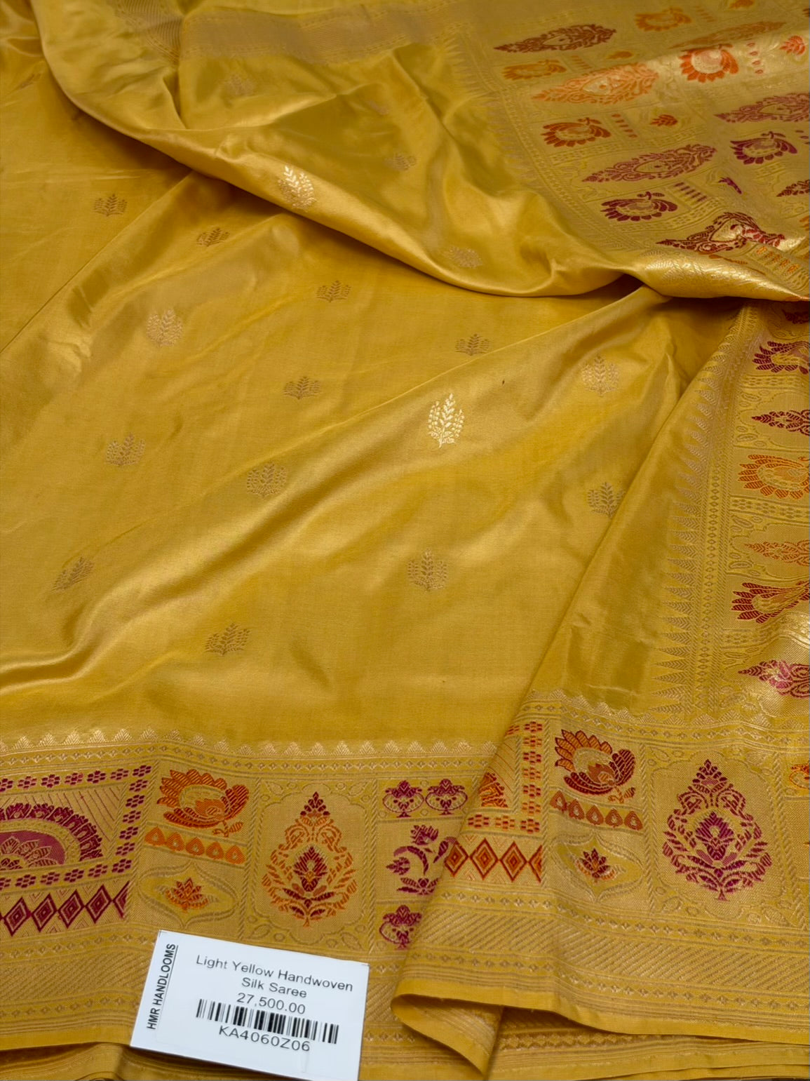 Yellow Handwoven Pure Banarasi Katan Silk Saree
