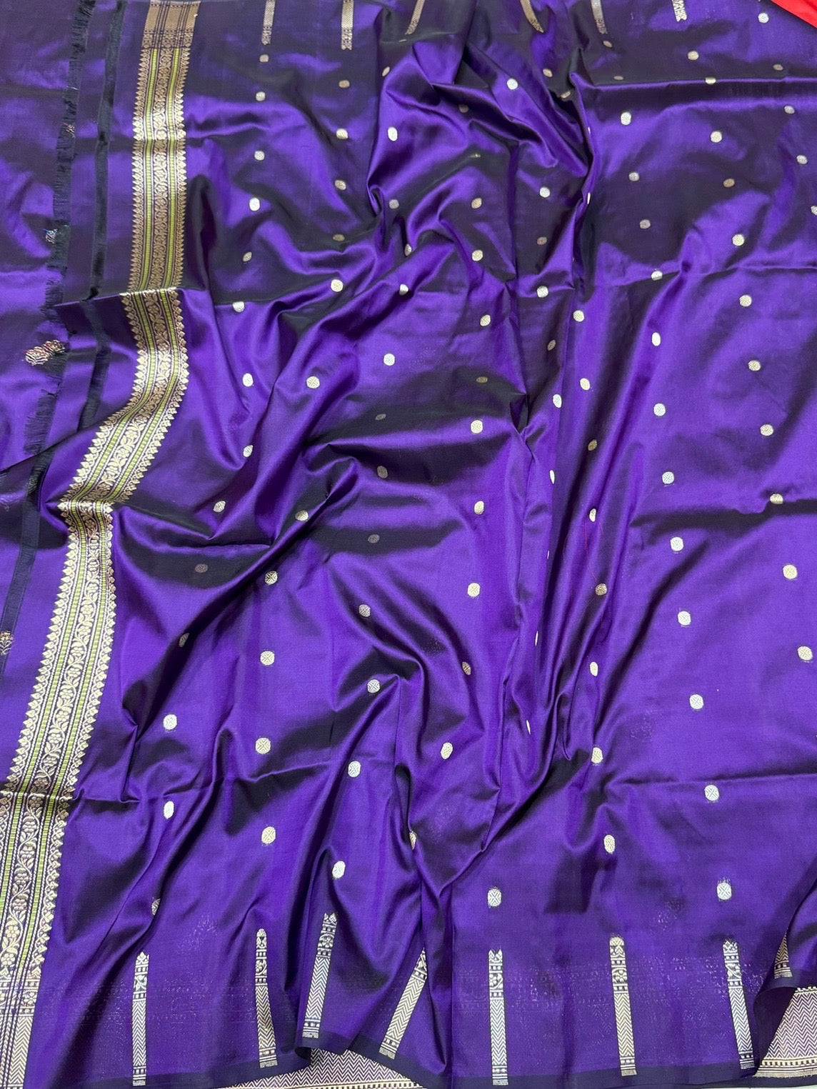Purple Handwoven Pure Banarasi Silk Saree