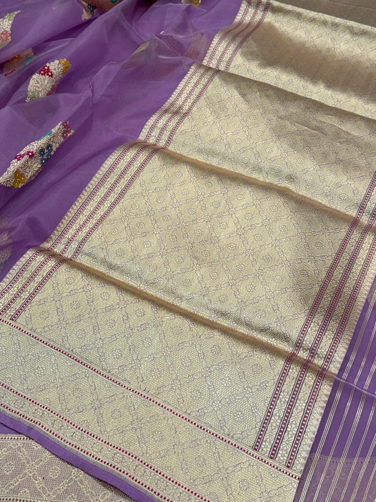 Lavender Handwoven Pure Organza Silk Saree