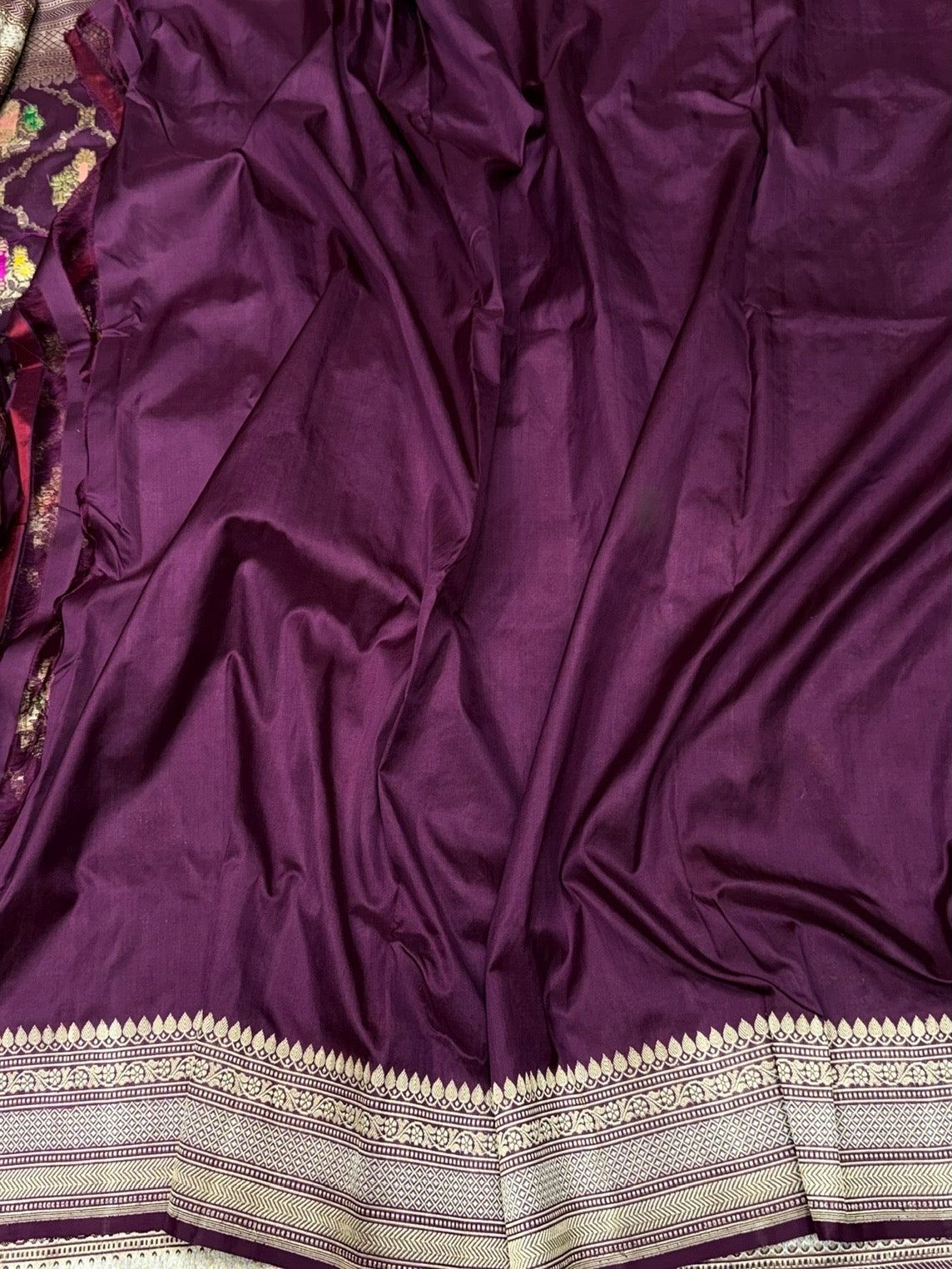 Wine Handwoven Pure Banarasi Silk Saree