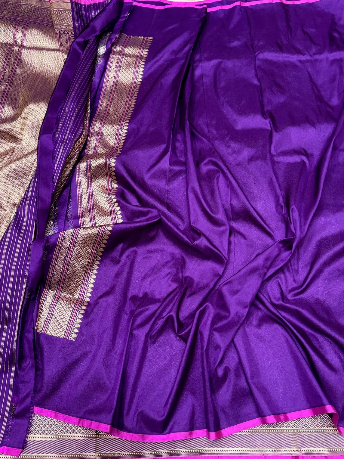 Purple Handwoven Pure Banarasi Silk Brocade Saree