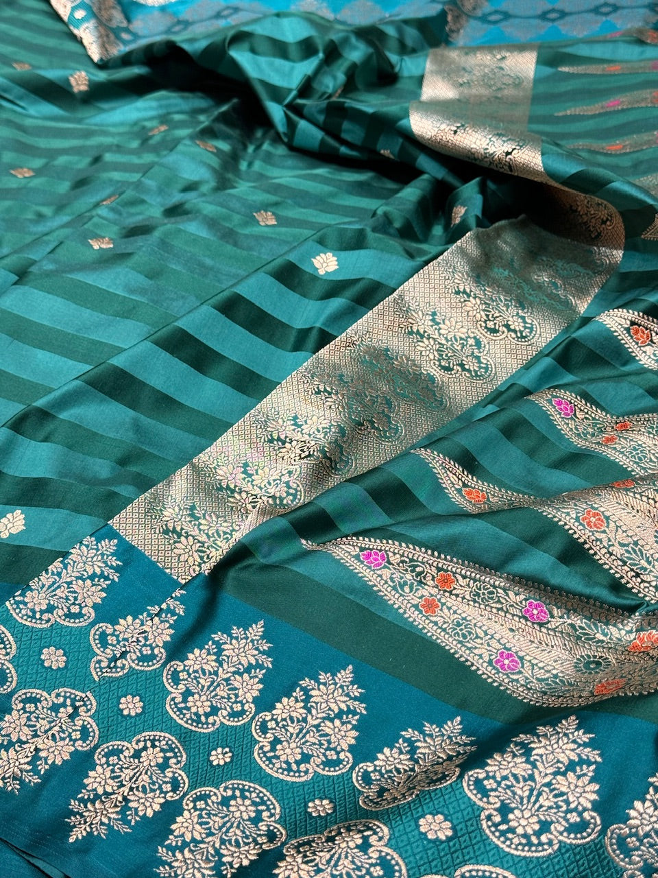 Handwoven Banarasi Satin Border Silk Saree