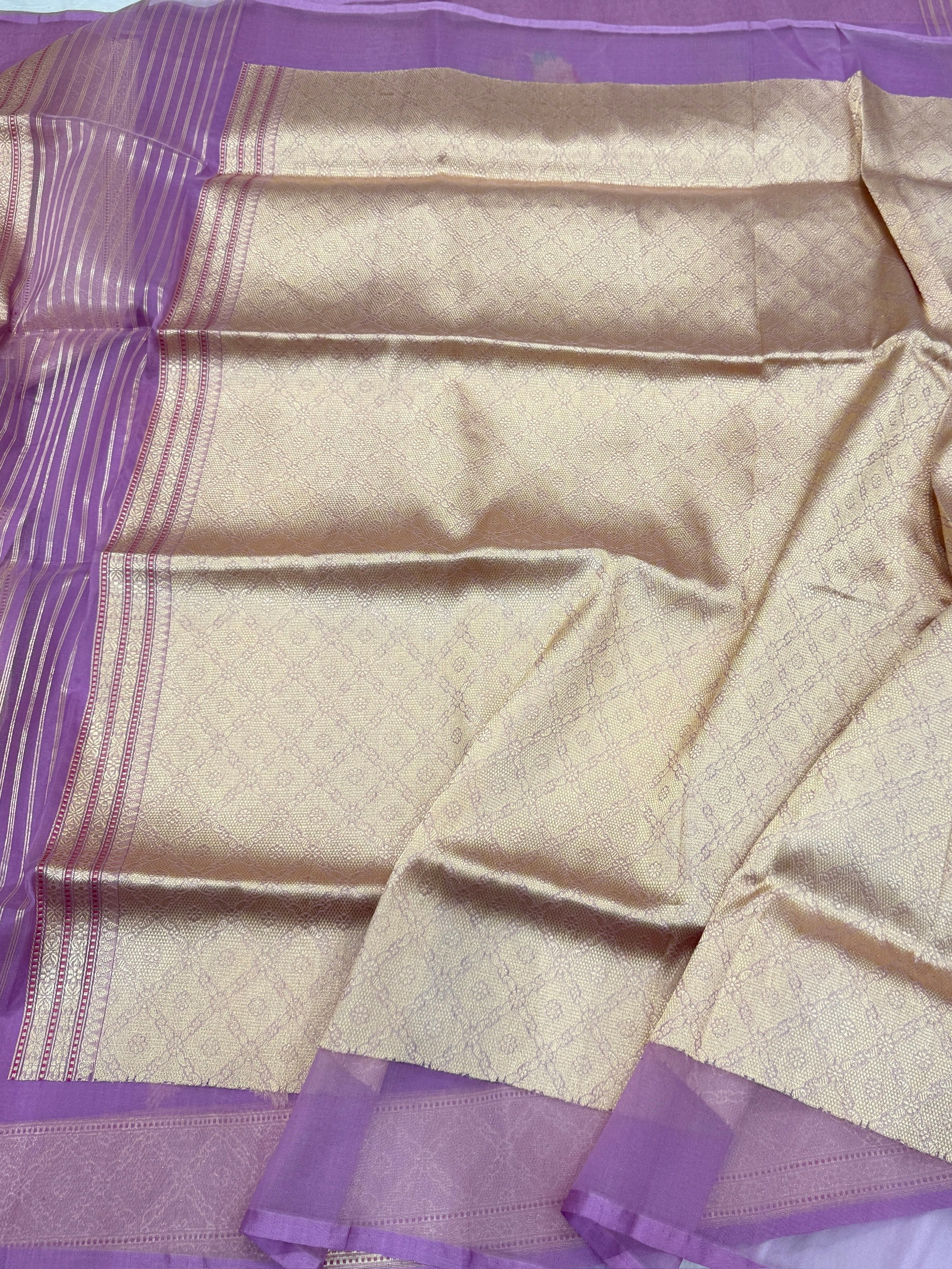Lavender Handwoven Pure Organza Silk Saree