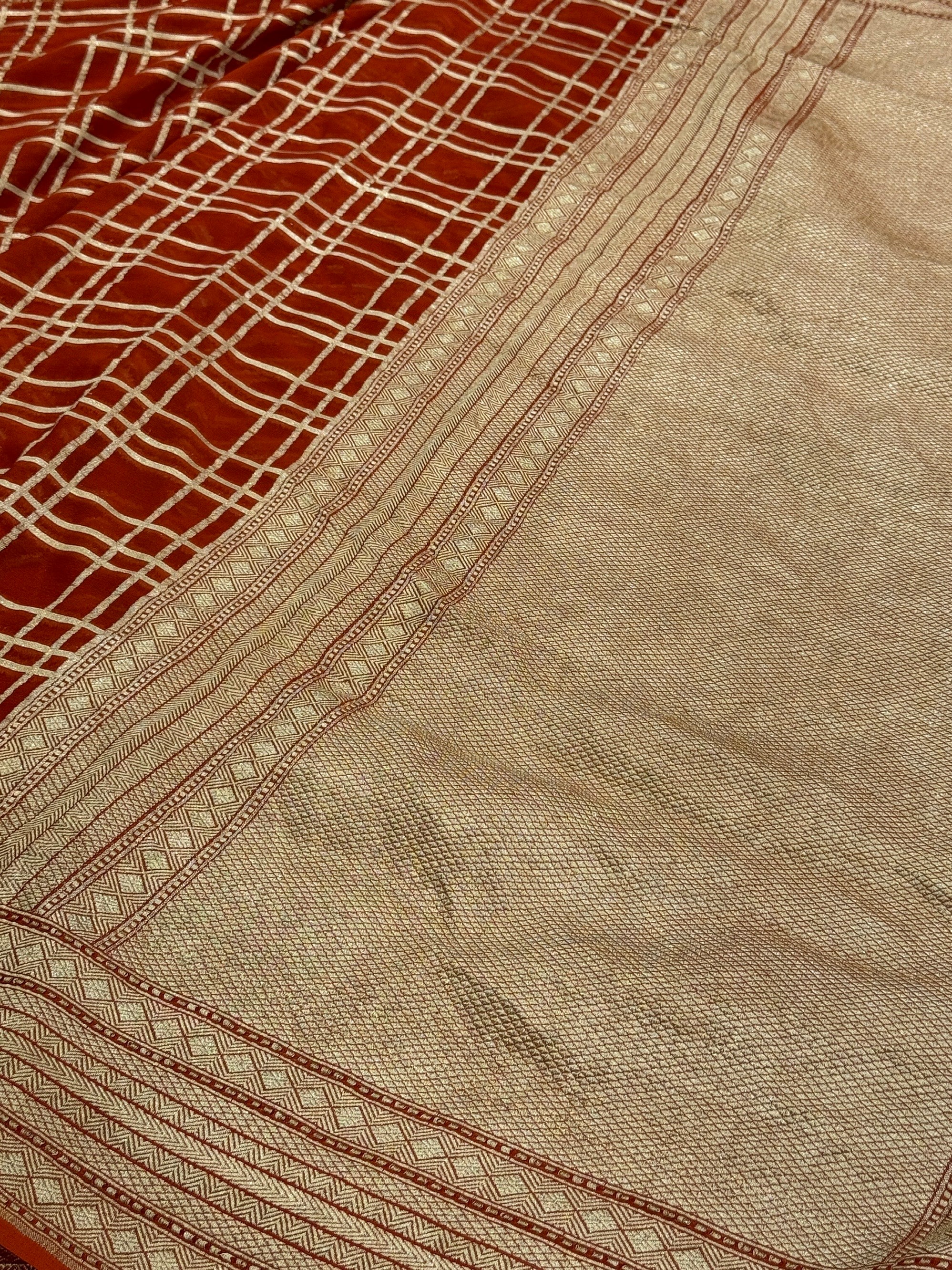 Rustic Orange Banarasi Chiffon Georgette Saree