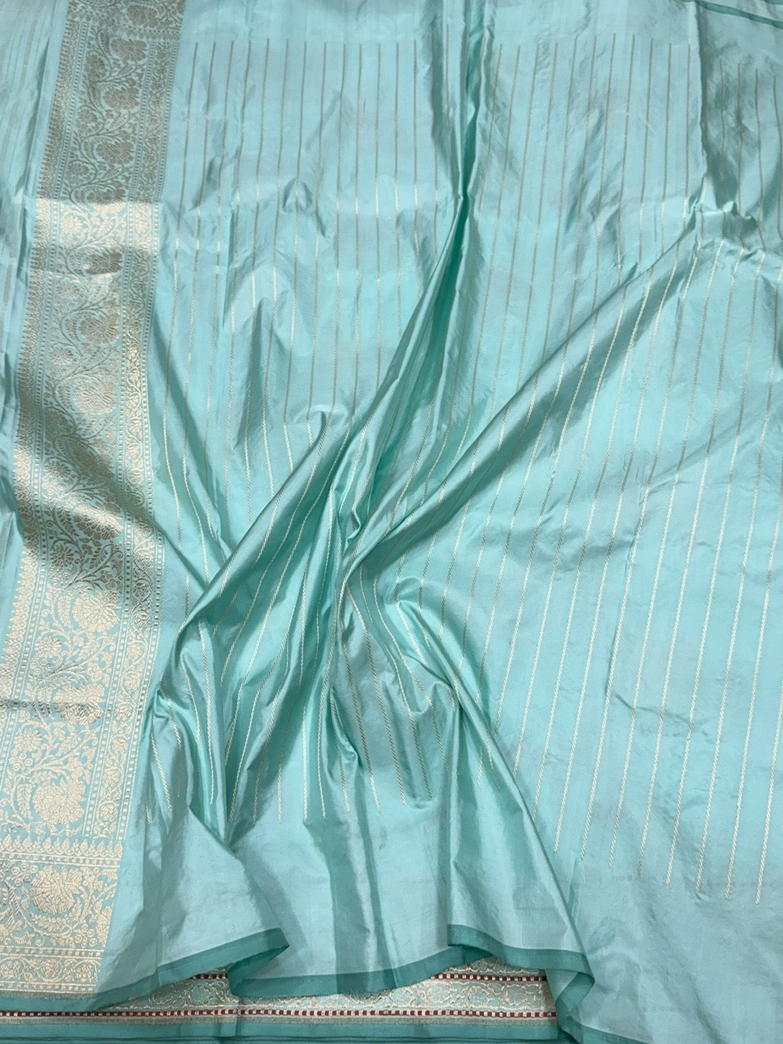 Sky Blue Handwoven Pure Banarasi Silk Saree