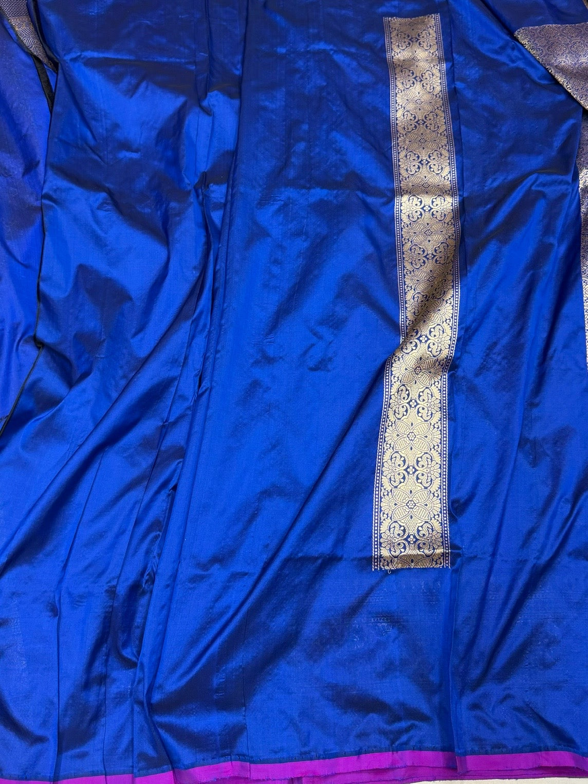 Royal Blue Pure Banarasi Silk Brocade Saree in Katan Mulberry Silk