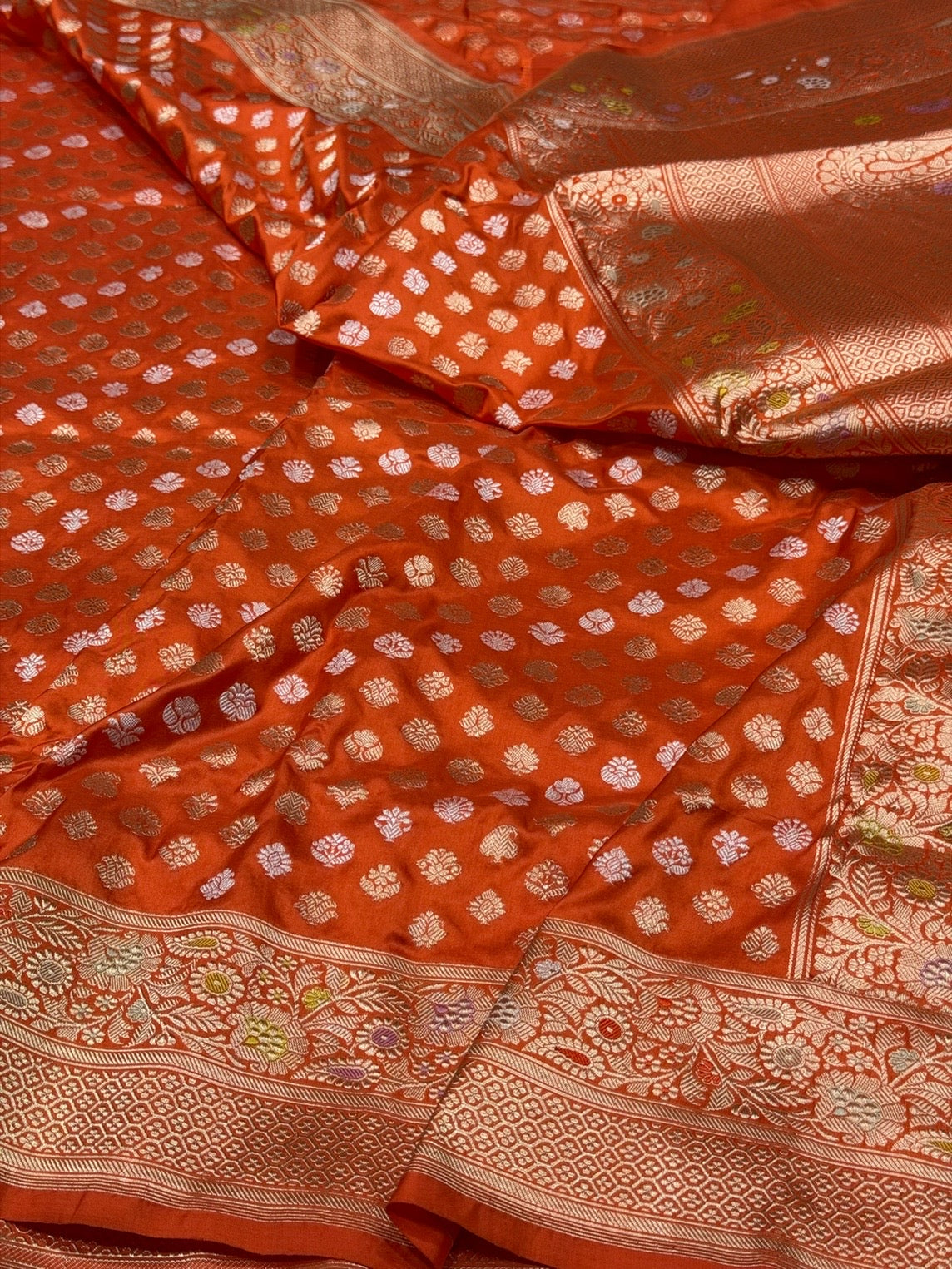 Orange Handwoven Pure Banarasi Silk Saree