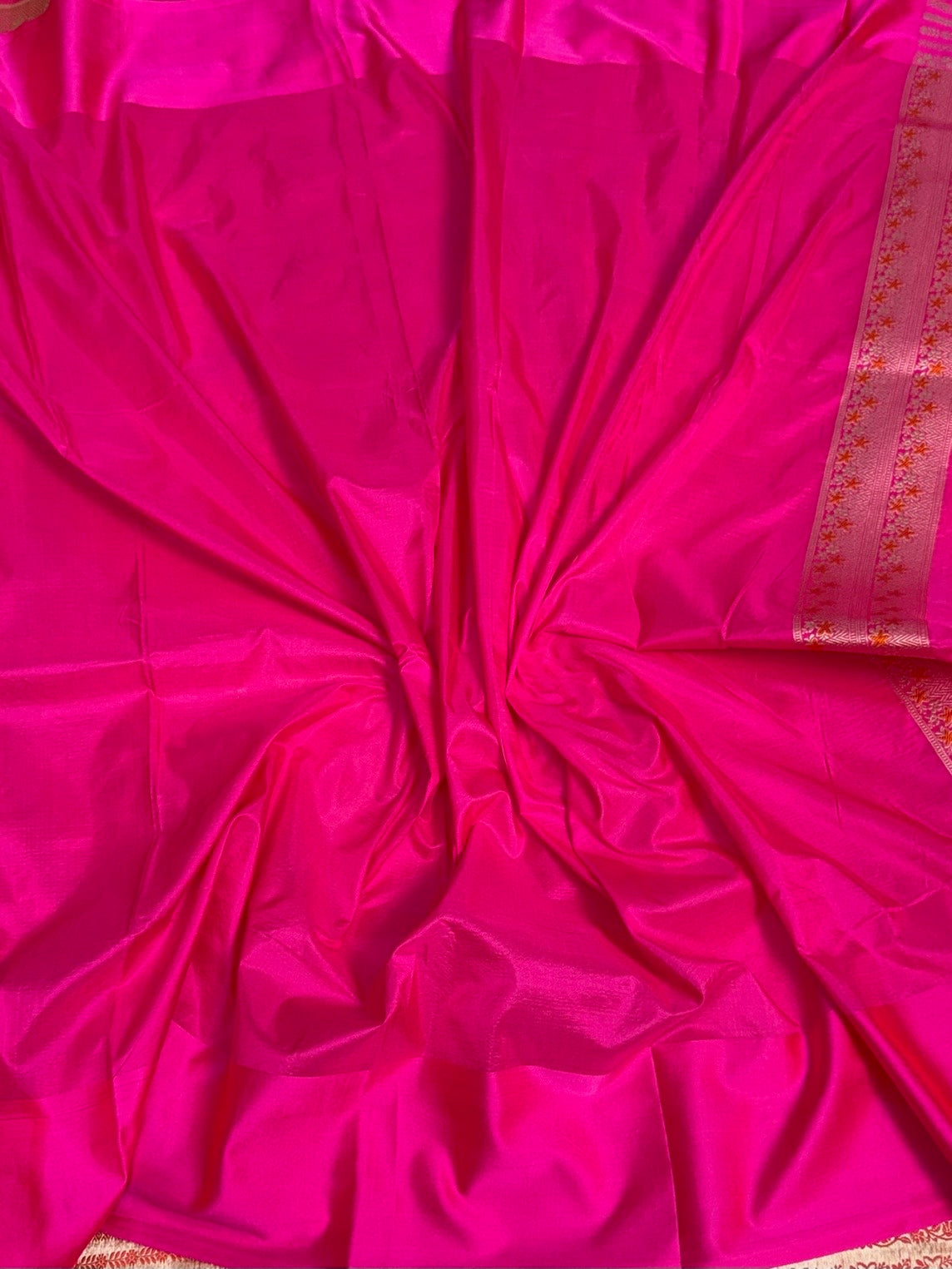 Orange Banarasi Pure Satin Border Silk Saree