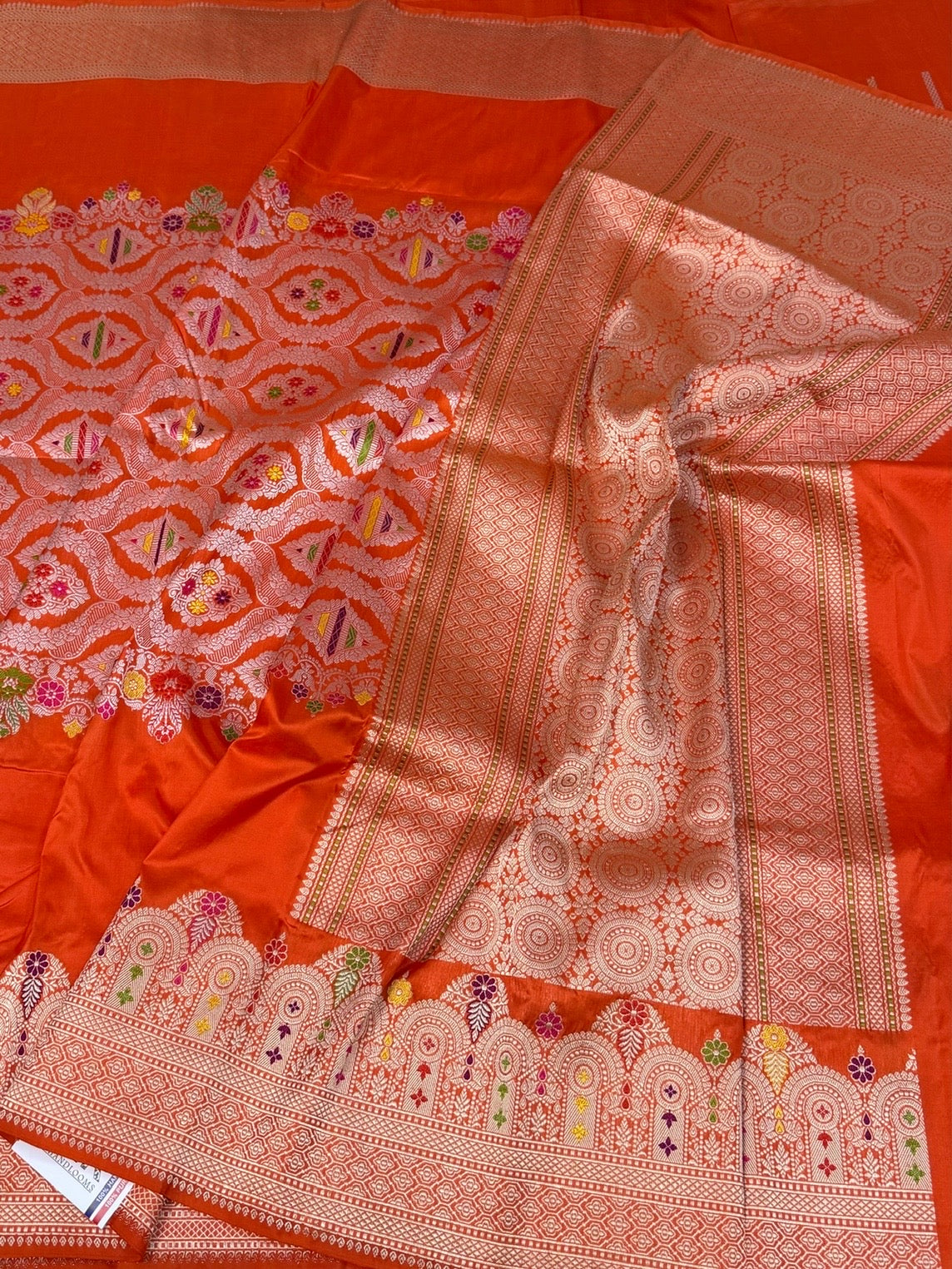 Orange Handwoven Pure Banarasi Katan Silk Saree