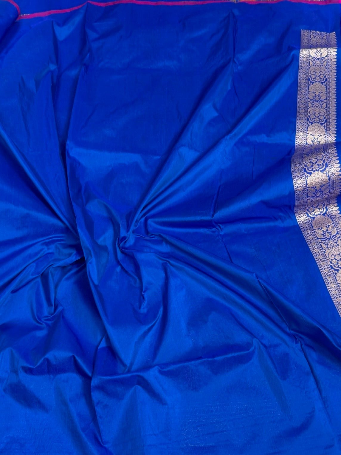 Royal Blue Handwoven Pure Katan Silk Banarasi Kimkhab Brocade Saree