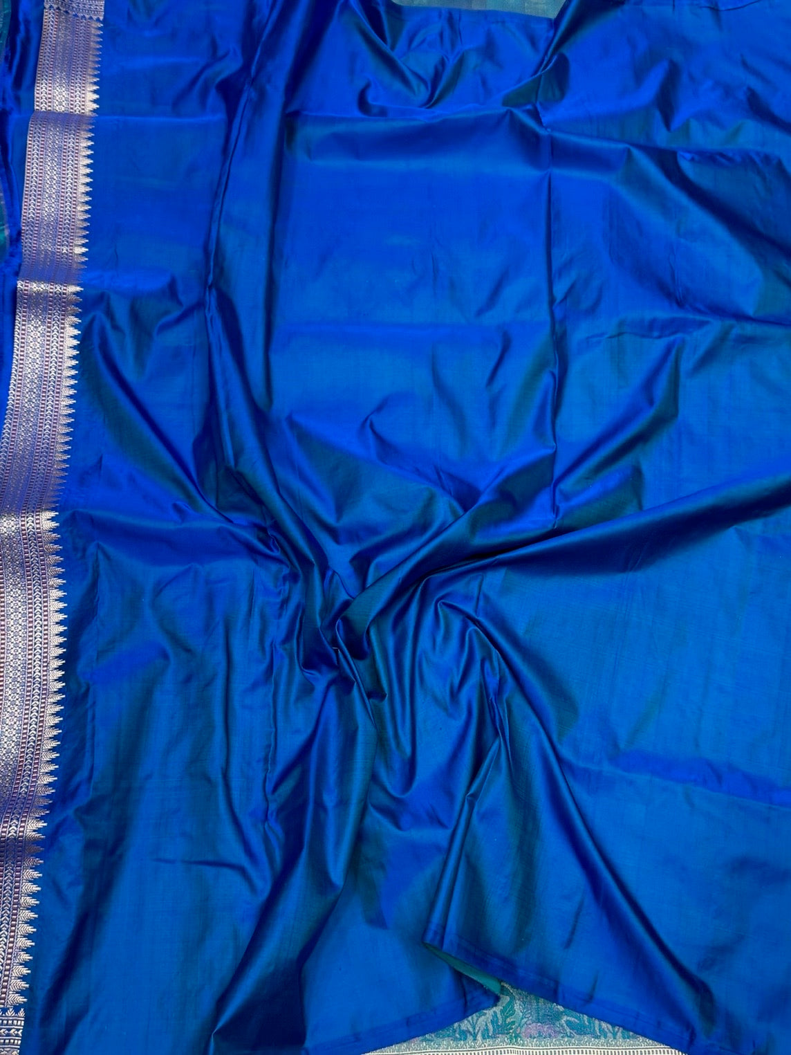 Royal Blue Handwoven Pure Banarasi Satin Tanchoi Silk Saree