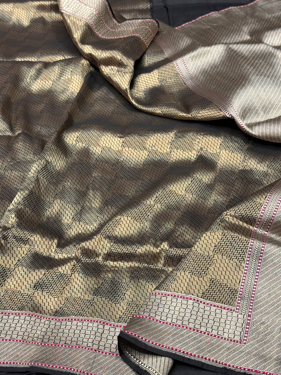 Black Handwoven Pure Silk Brocade Saree