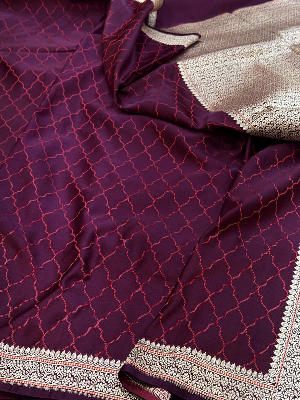 Handwoven Pure Banarasi Satin Tanchoi Silk Saree