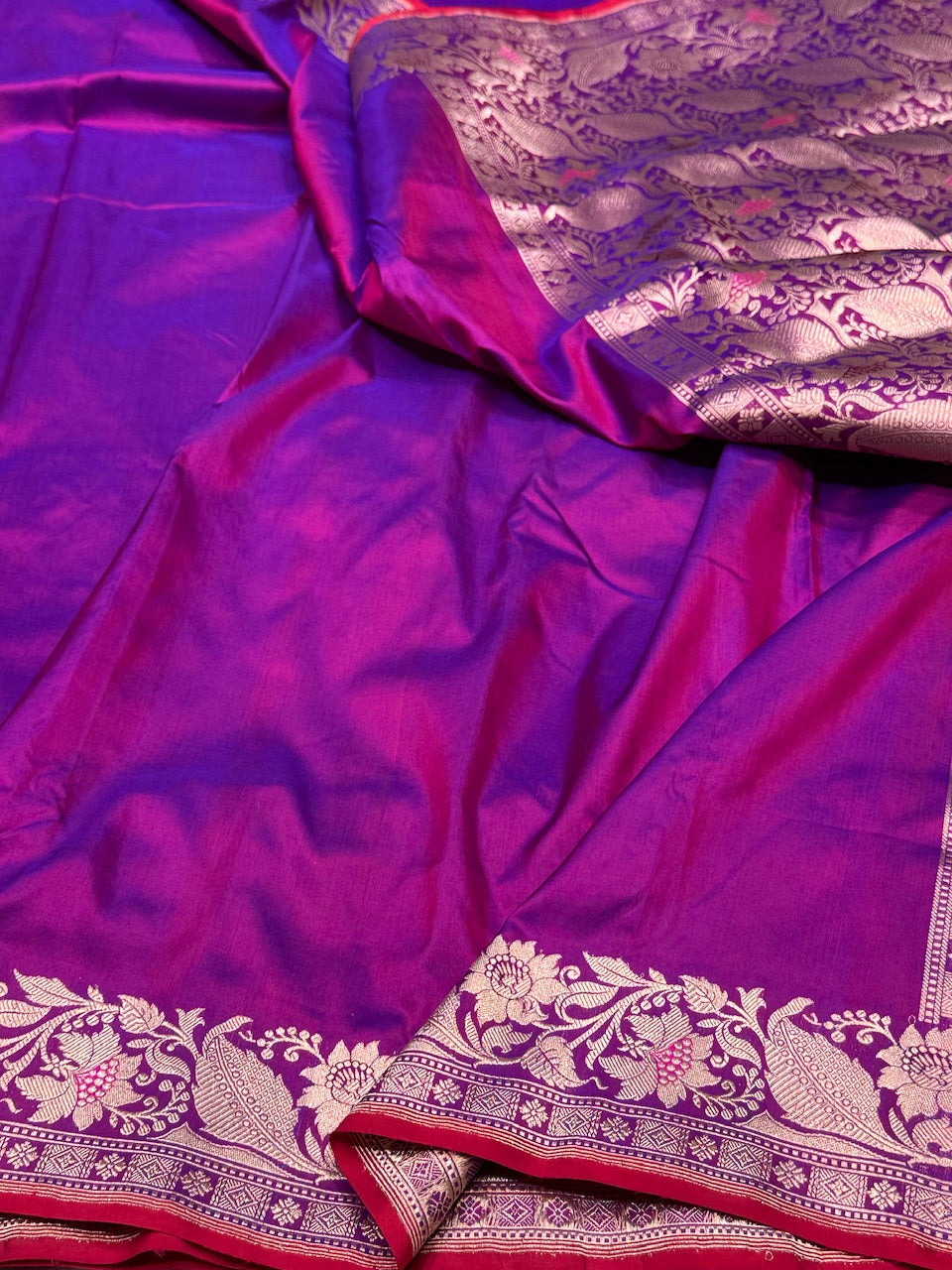 Purple Handwoven Pure Banarasi Silk Saree