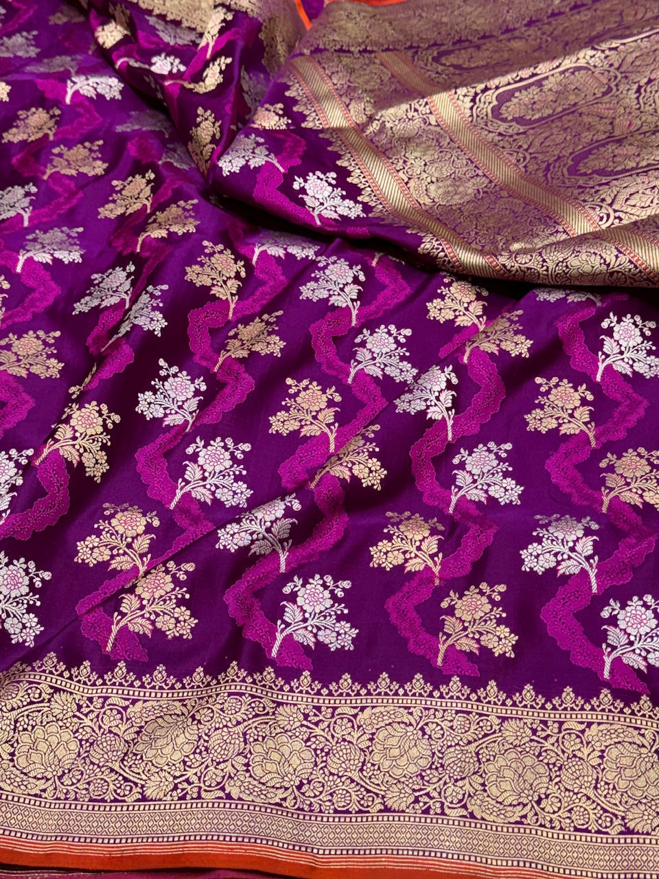 Handwoven Banarasi Satin Tanchoi Silk Saree