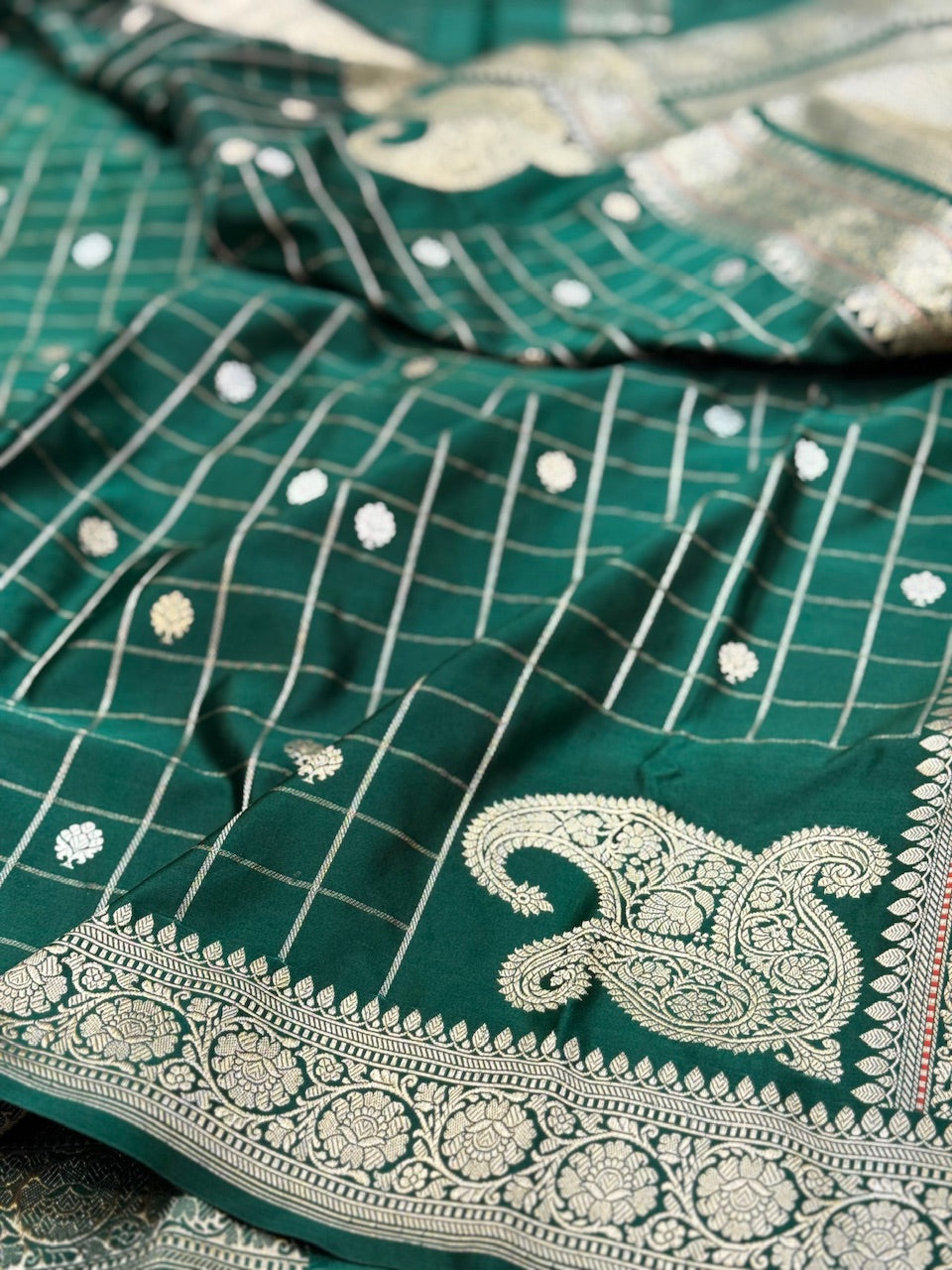 Handwoven Banarasi Mashru Satin Silk Saree