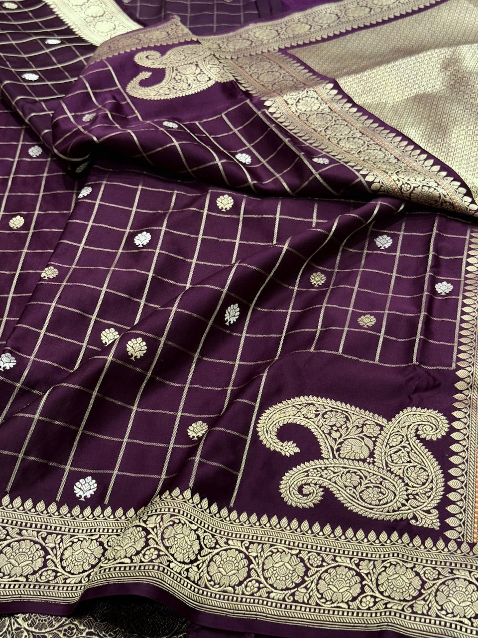 Handwoven Banarasi Mashru Satin Silk Saree