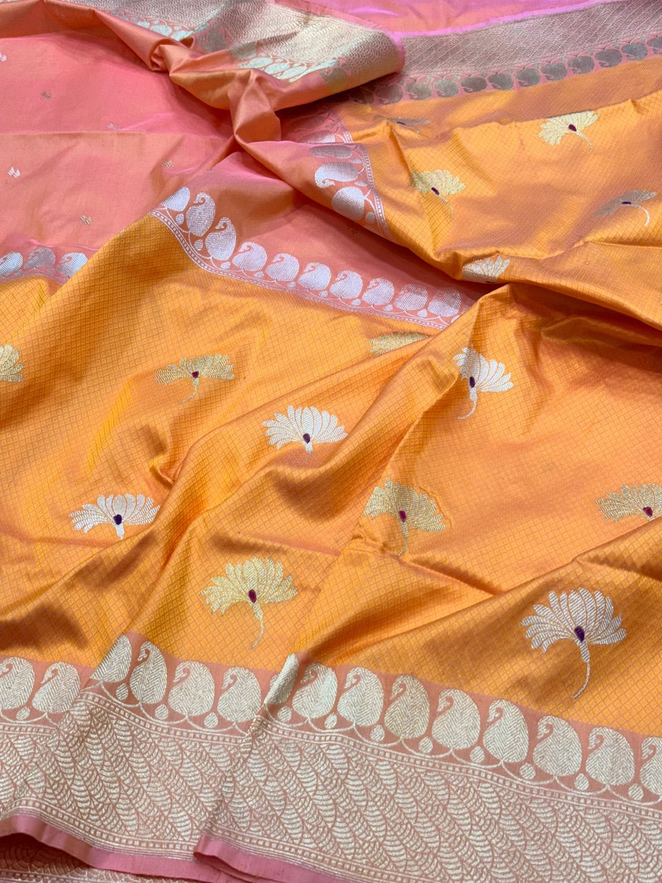 Rani Pink Handwoven Banarasi Pure Silk Saree