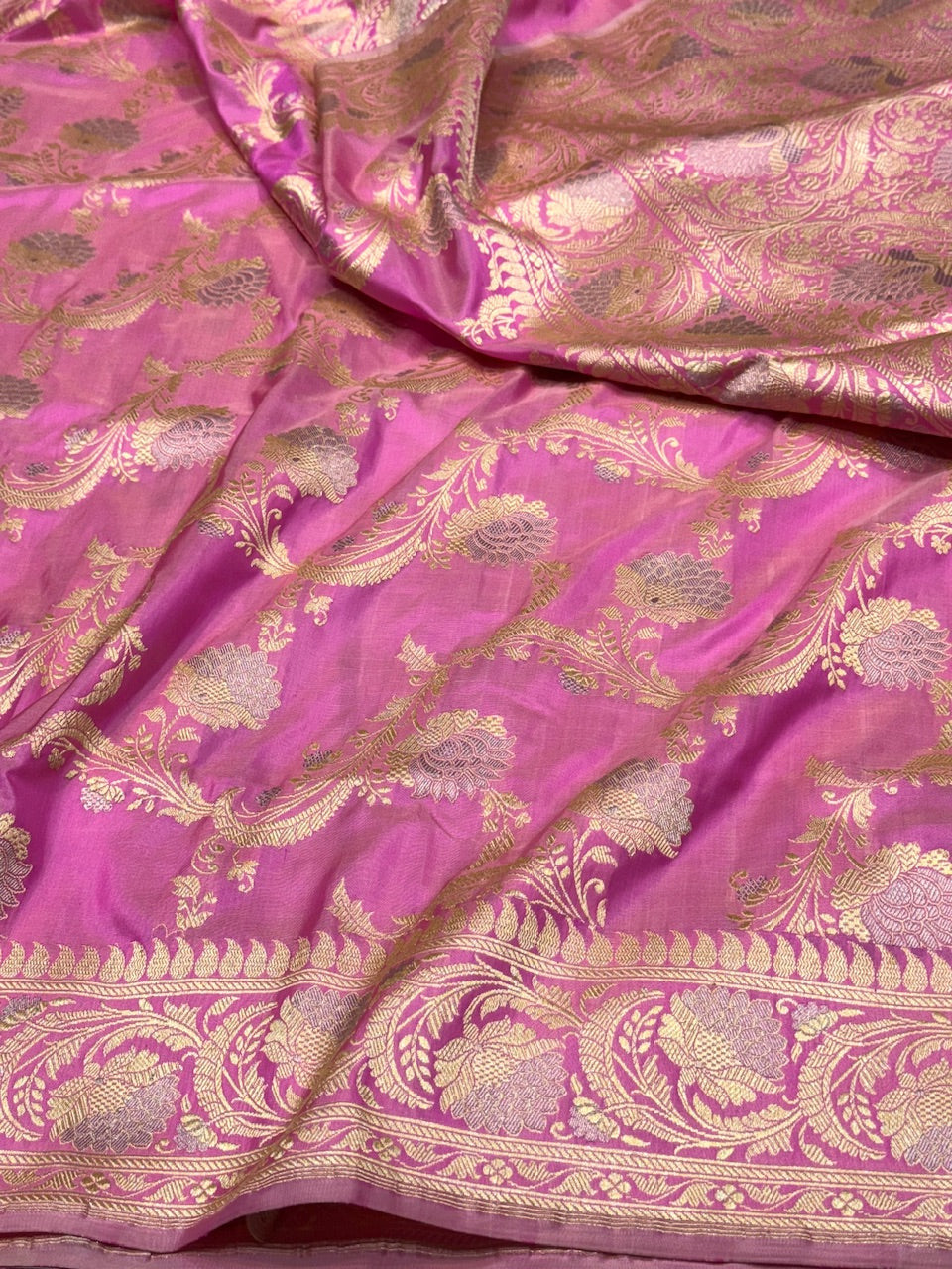 Baby Pink Handwoven Banarasi Pure Silk Saree