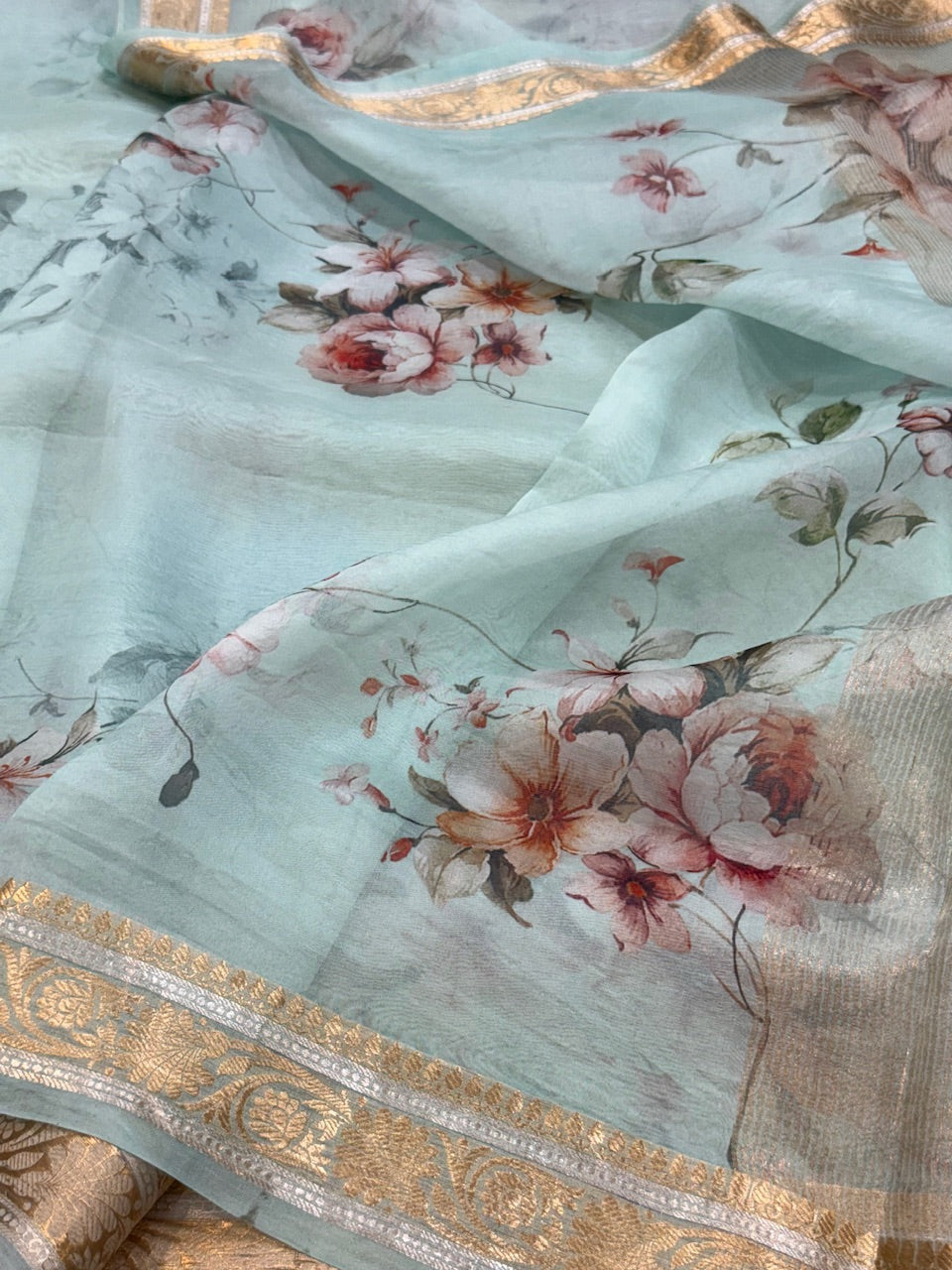 Printed Pure Banarasi Organza Silk Saree