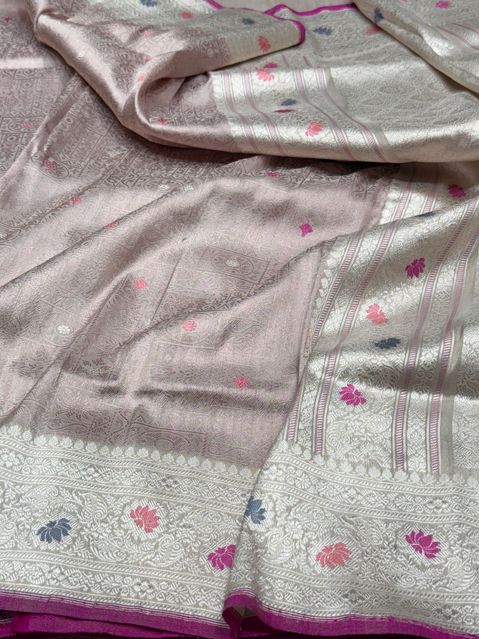 Mauve Handwoven Banarasi Pure Silk Tissue Saree