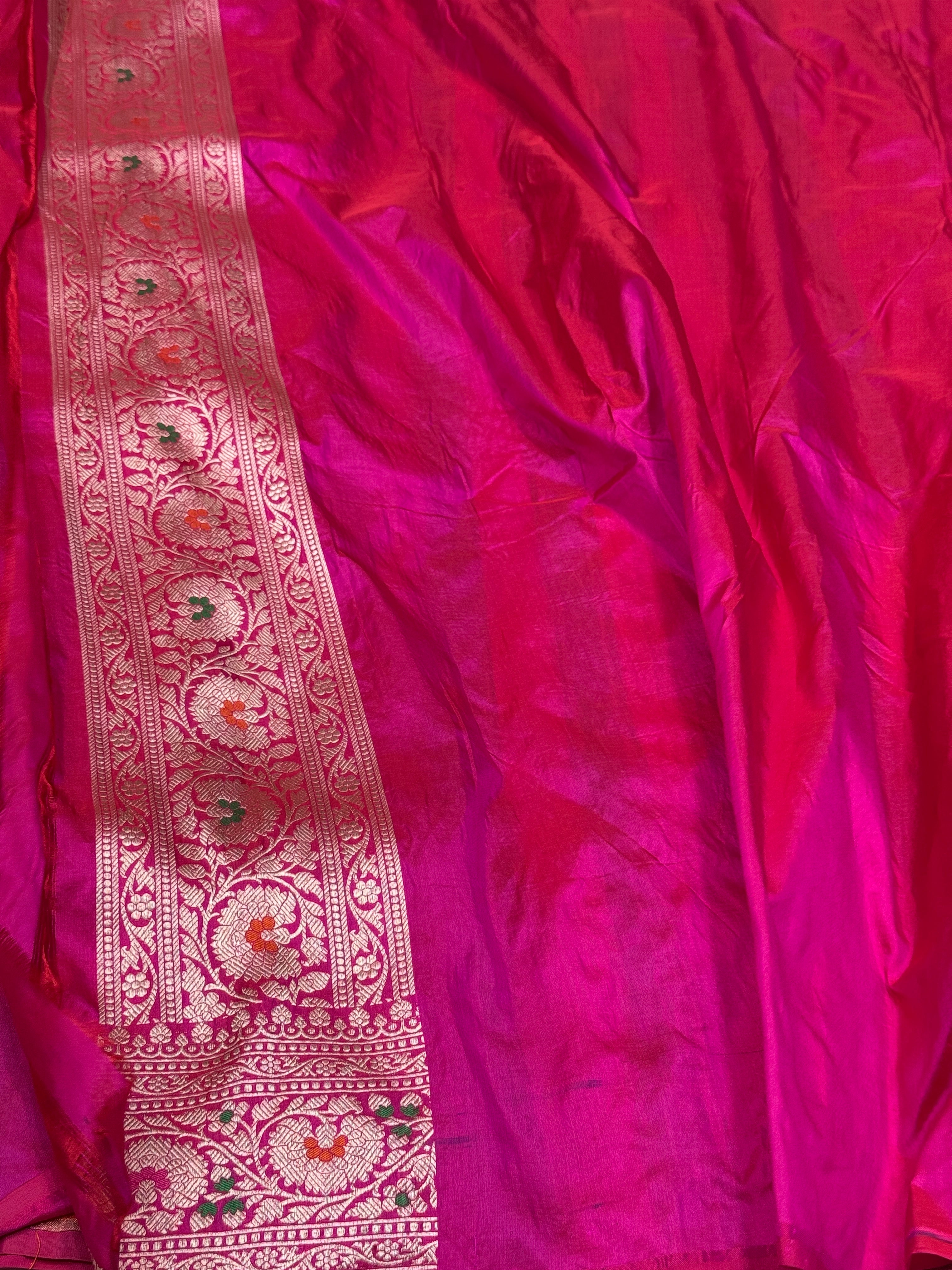 Rani Pink Banarasi Minakari Pure Silk Saree