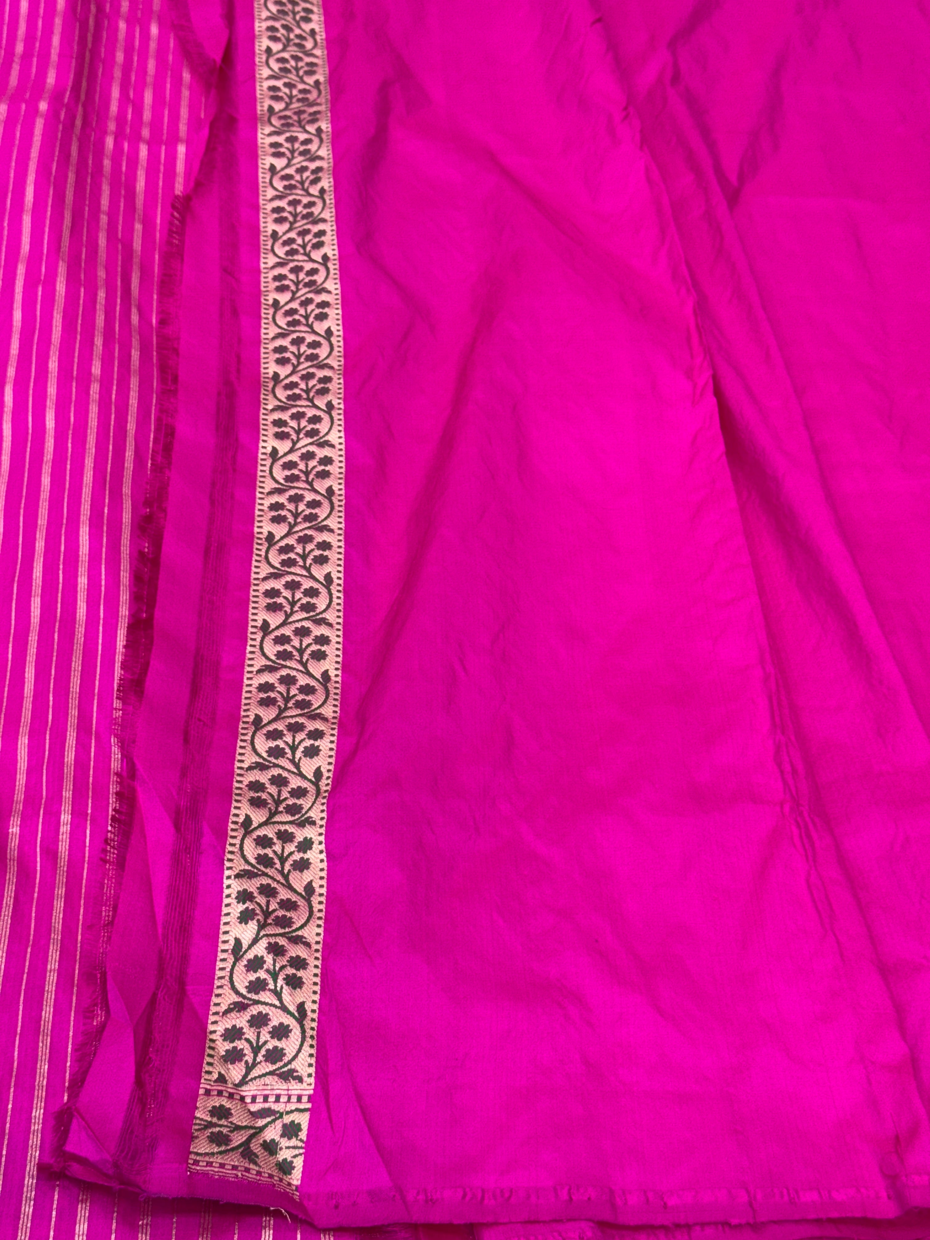 Rani Pink Handwoven Koniya Pure Banarasi Silk Saree