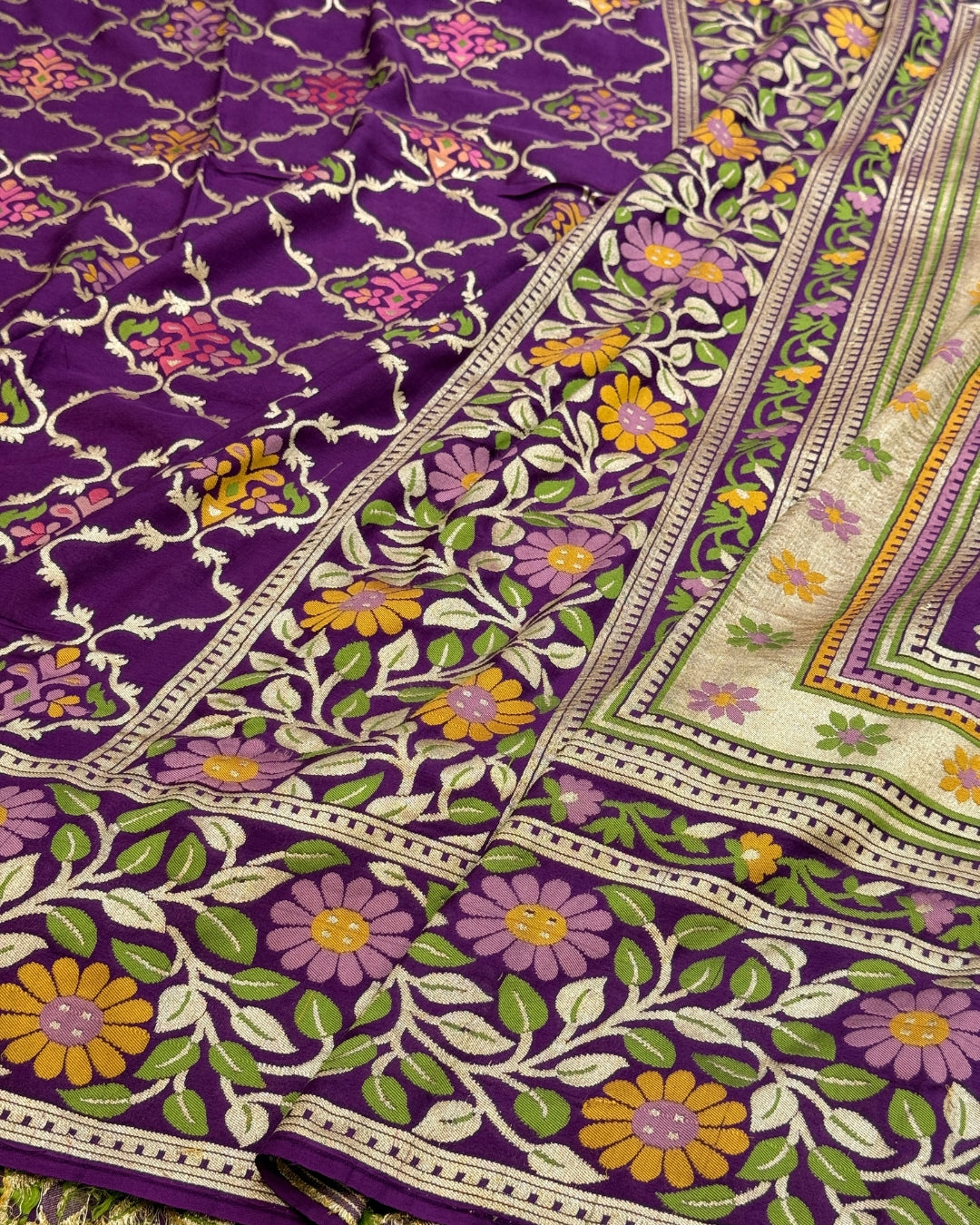 Magenta Pure Chiffon Georgette Saree