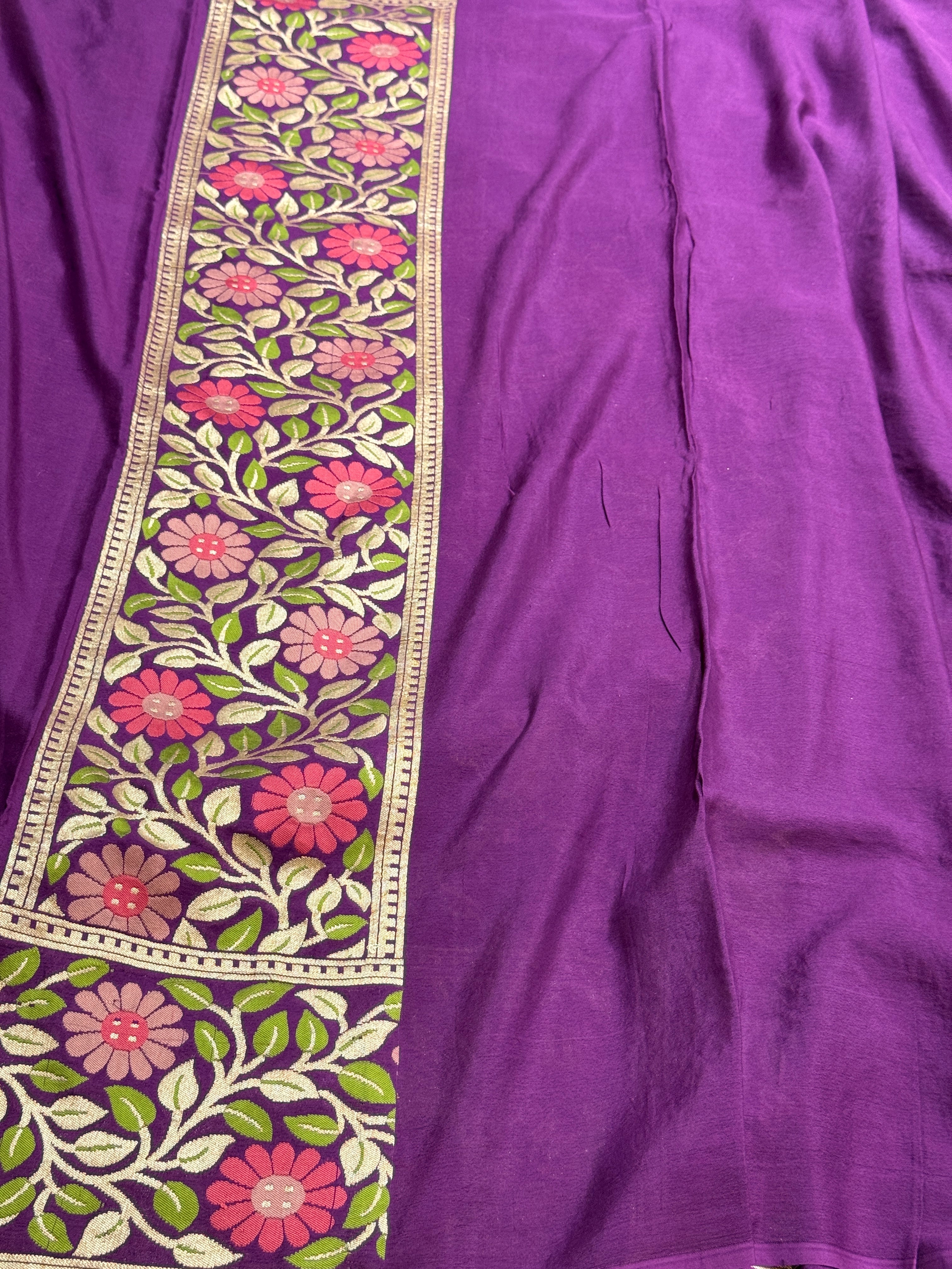 Magenta Pure Chiffon Georgette Saree