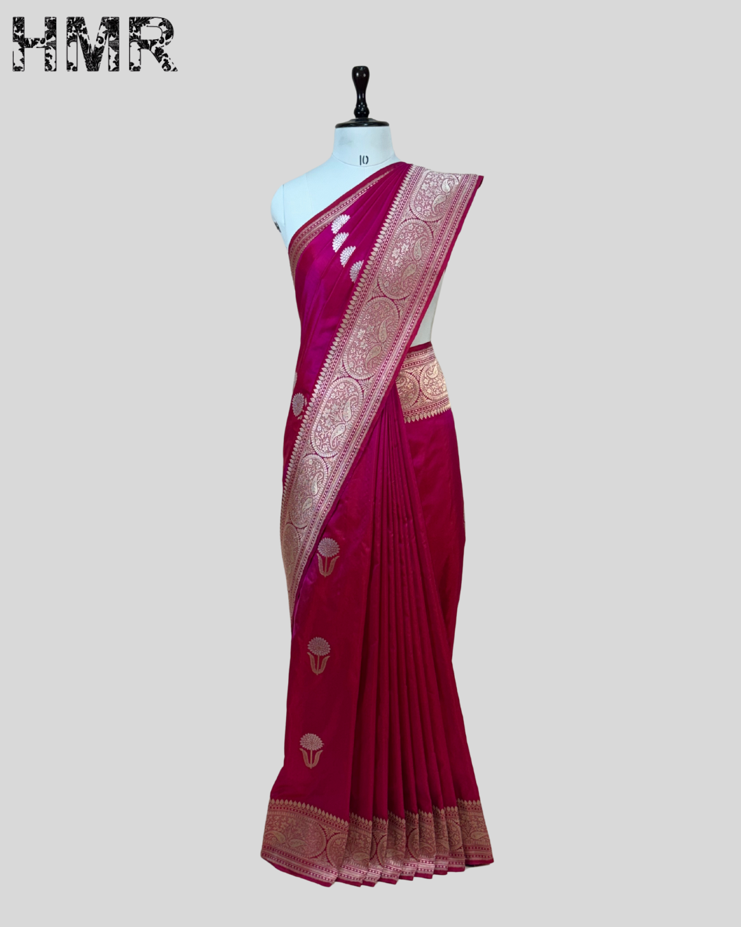Rani Pink Handwoven Pure Banarasi Silk Saree