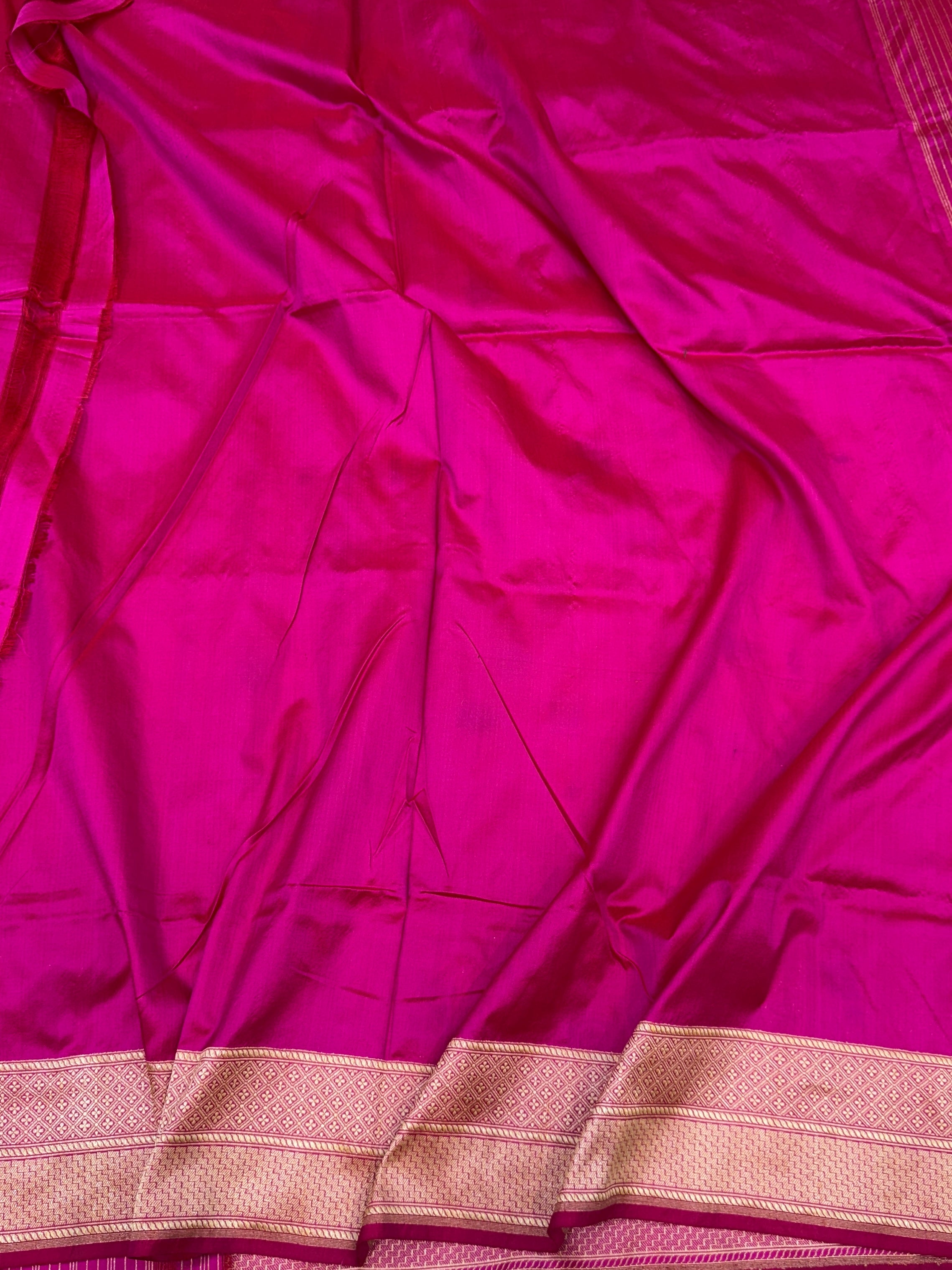 Rani Pink Handwoven Kimkhab Banarasi Pure Silk Brocade Saree