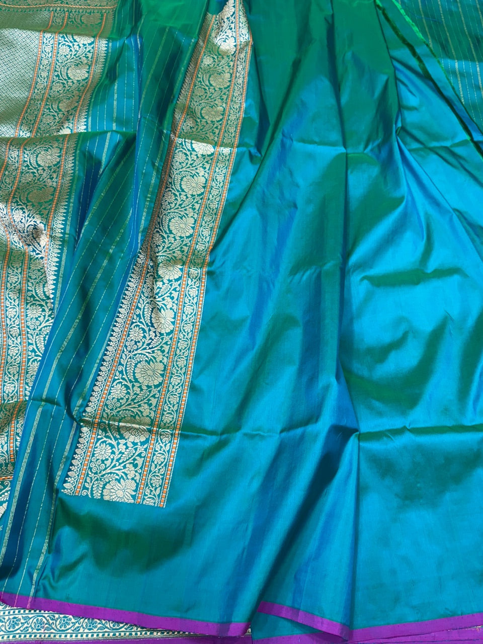 Teal Green Handwoven Banarasi Pure Silk Saree
