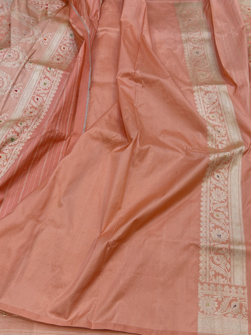Peach Handwoven Banarasi Pure Silk Saree