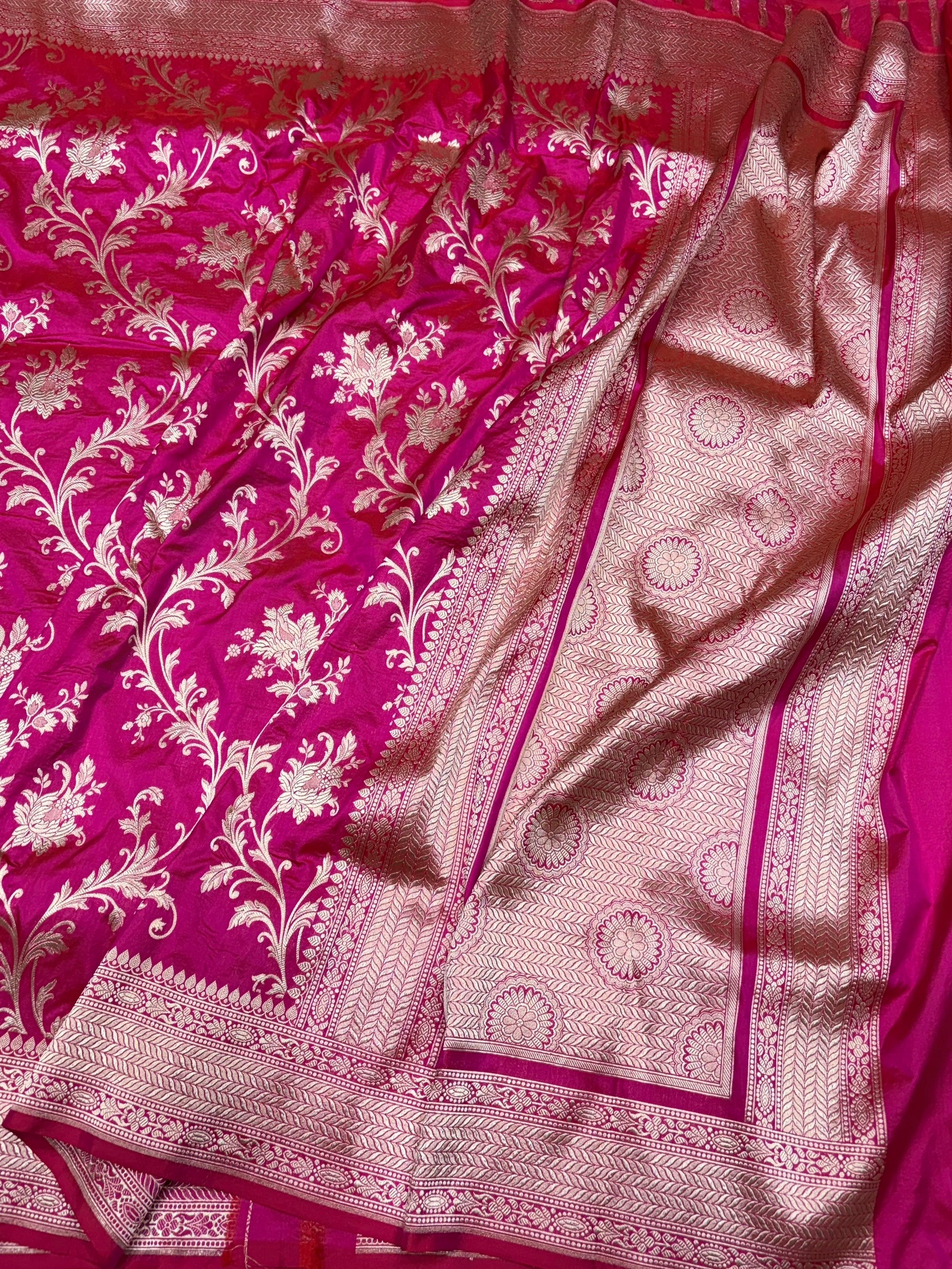 Rani Pink Banarasi Pure Katan Silk Saree