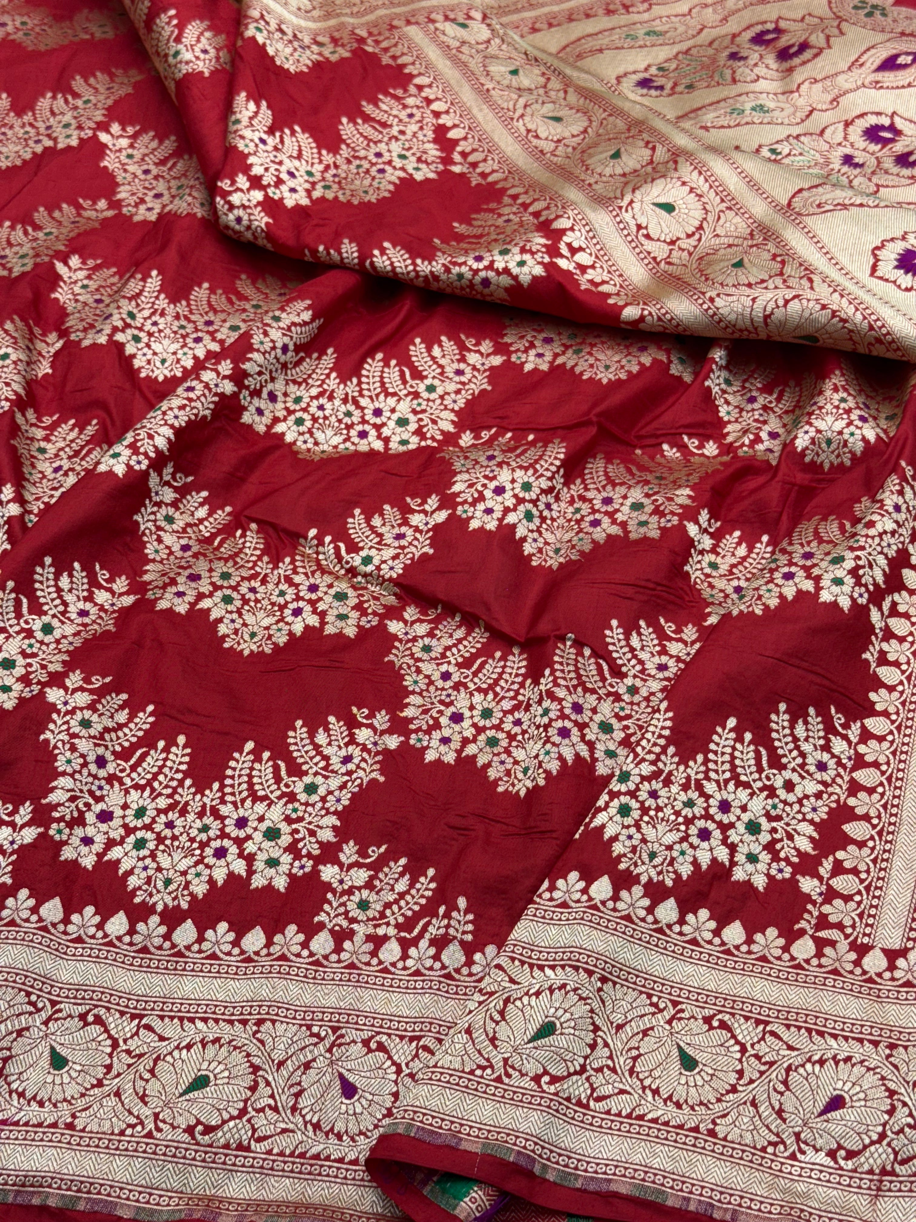 Orange Banarasi Minakari Pure Silk Saree