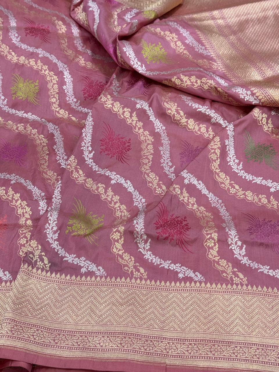 Gajiri Pink Handwoven Banarasi Silk Saree