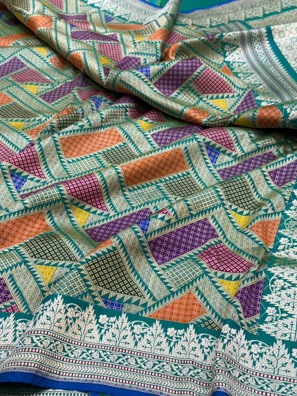 Teal Green Handwoven Pure Silk Brocade Saree