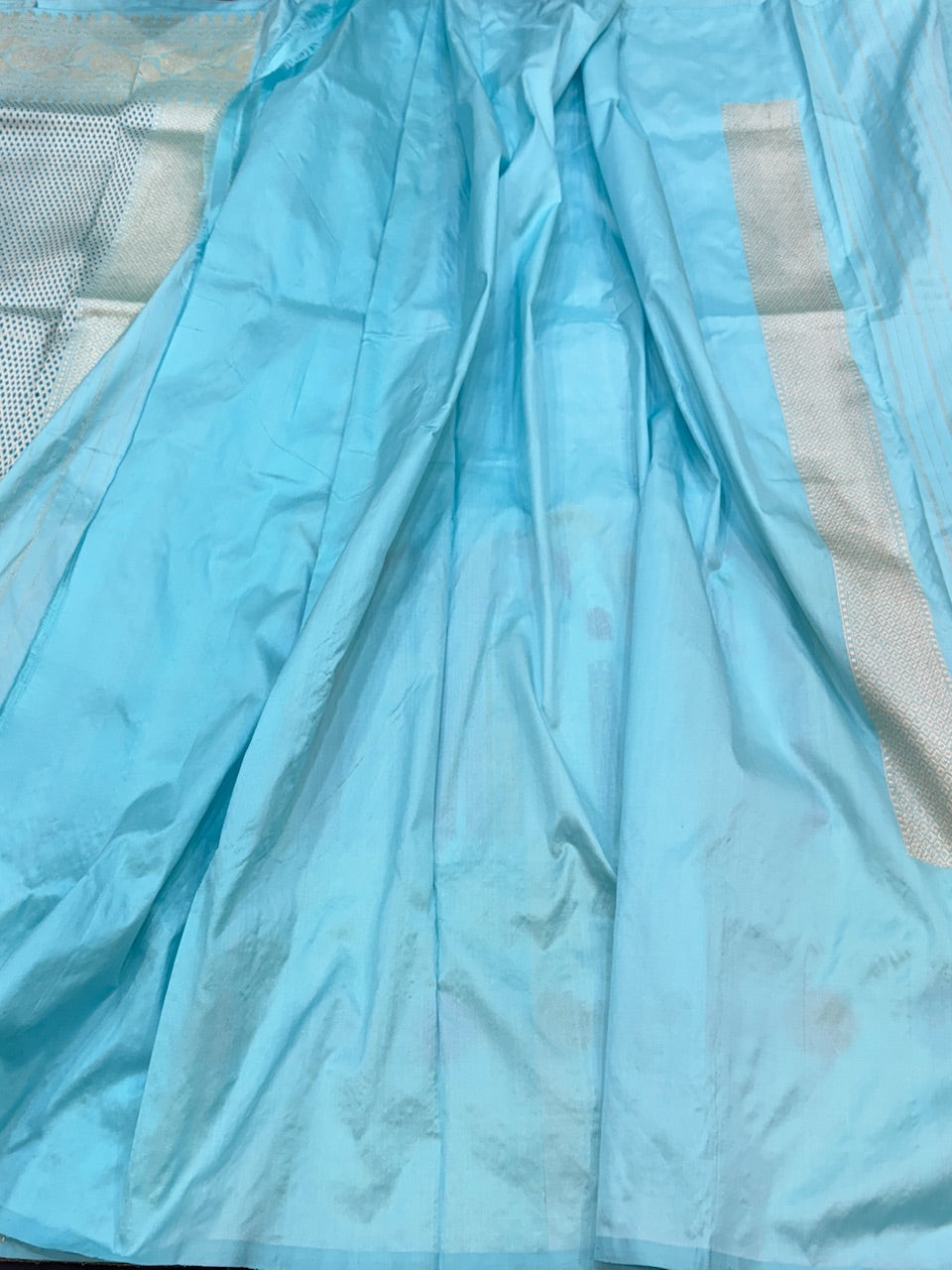 Sea Blue Handwoven Pure Banarasi Rangkaat Saree