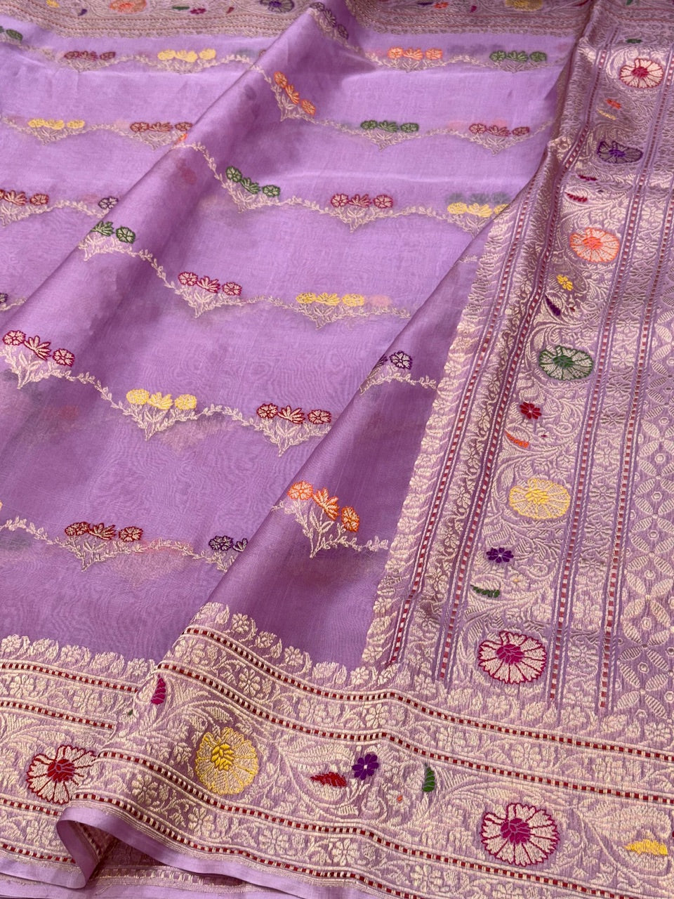 Lavender Handwoven Banarasi Pure Organza Saree