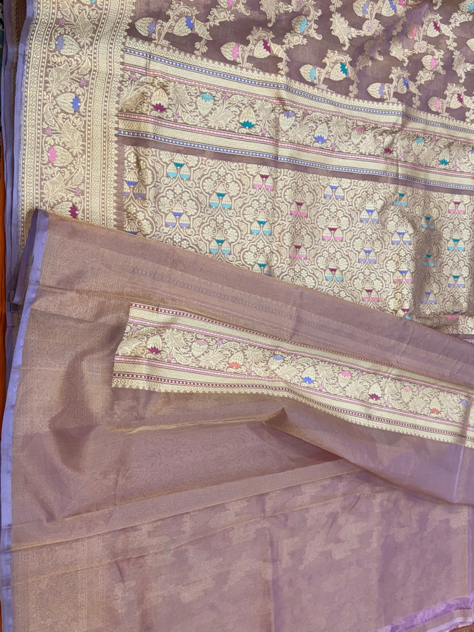 Peach Handwoven Pure Tissue Saree