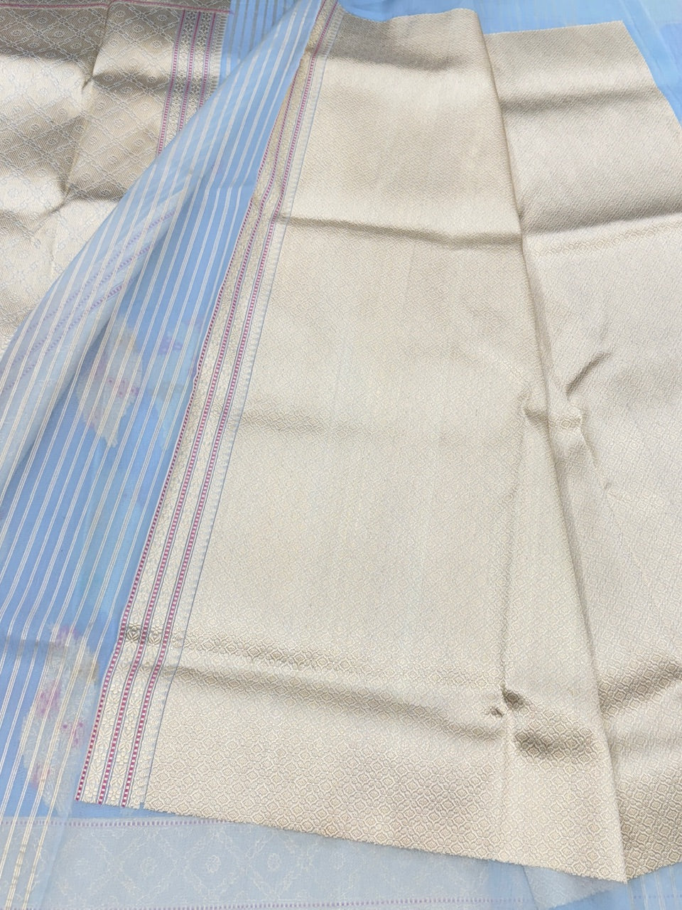 Sky Blue Handwoven Pure Banarasi Organza Saree