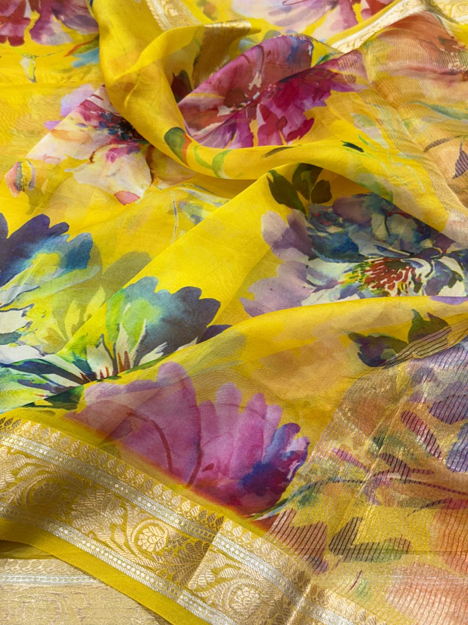 Printed Pure Banarasi Organza Silk Saree