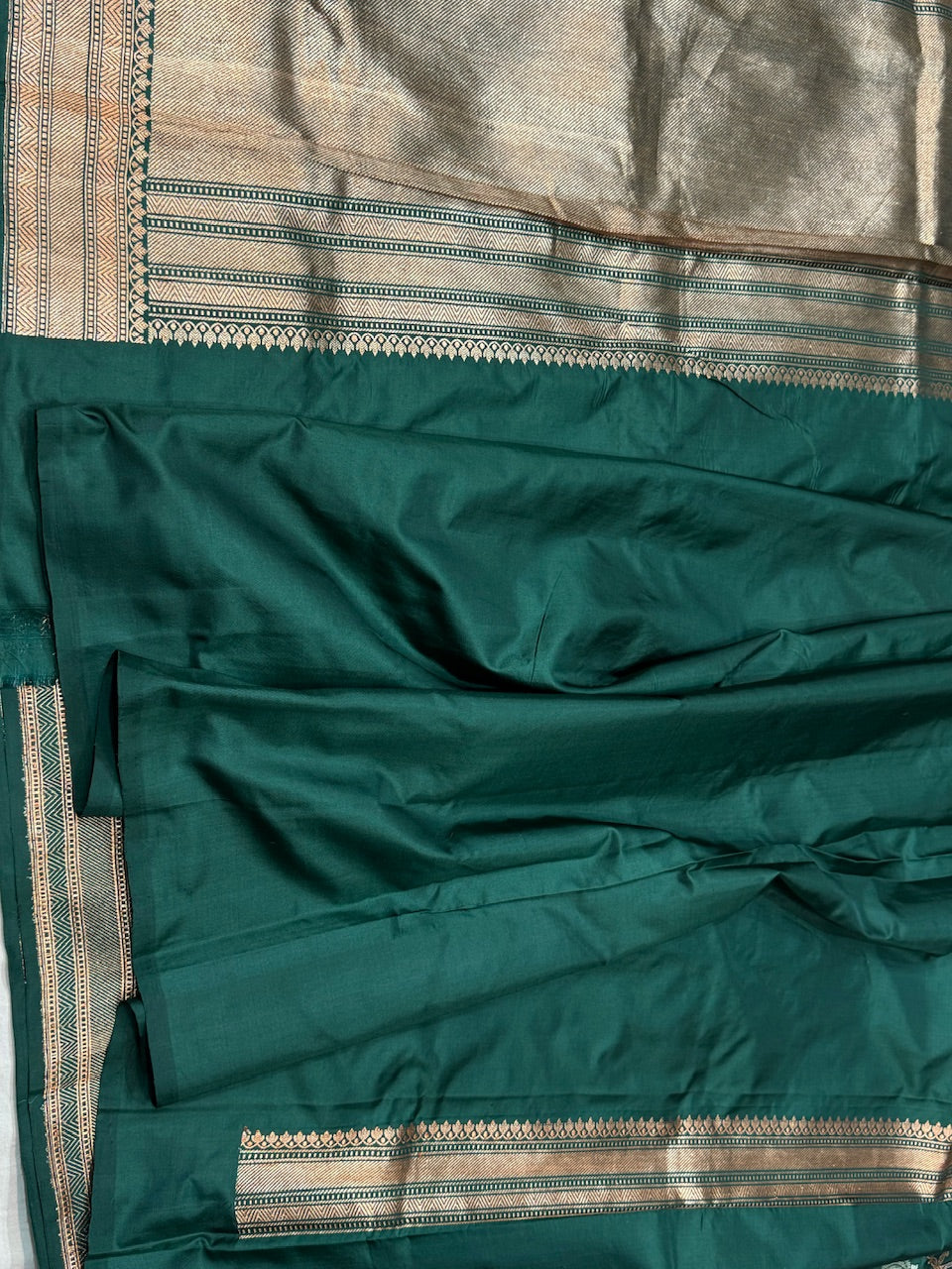 Bottle Green Handwoven Banarasi Silk Saree